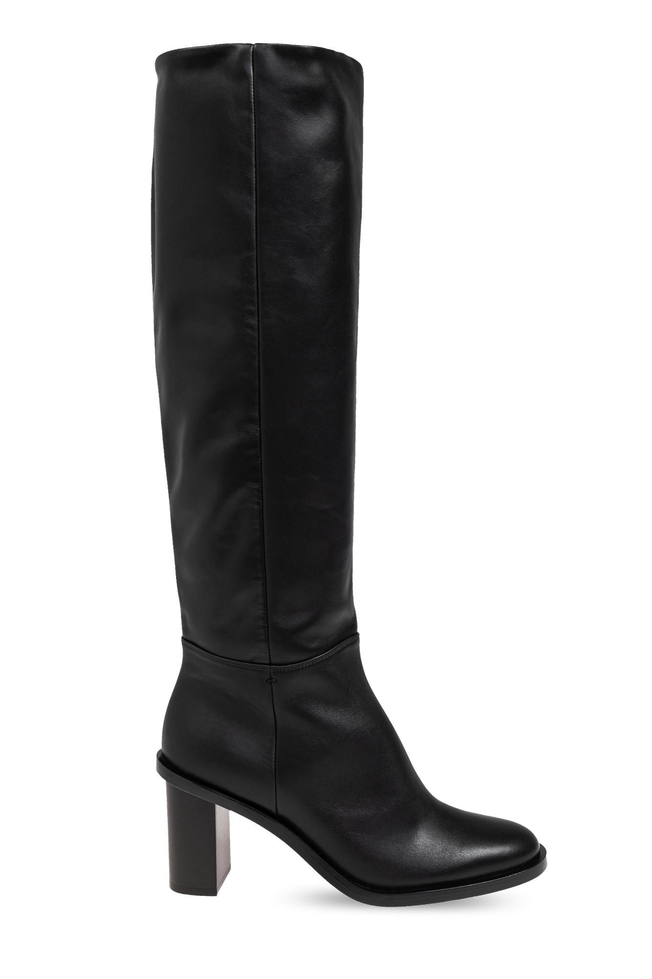Max Mara Leather Boots in Black | Lyst