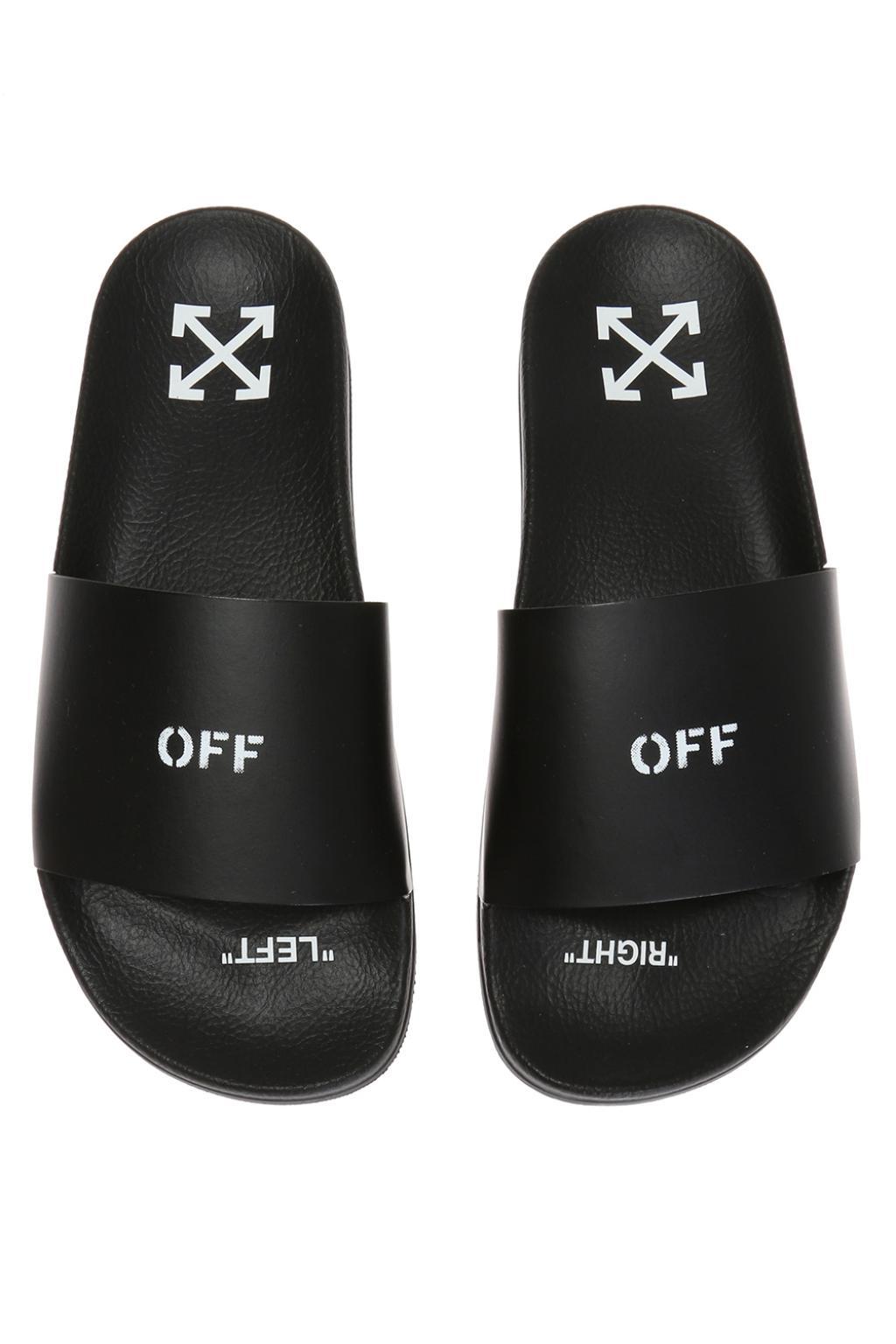 off white black stamp slides
