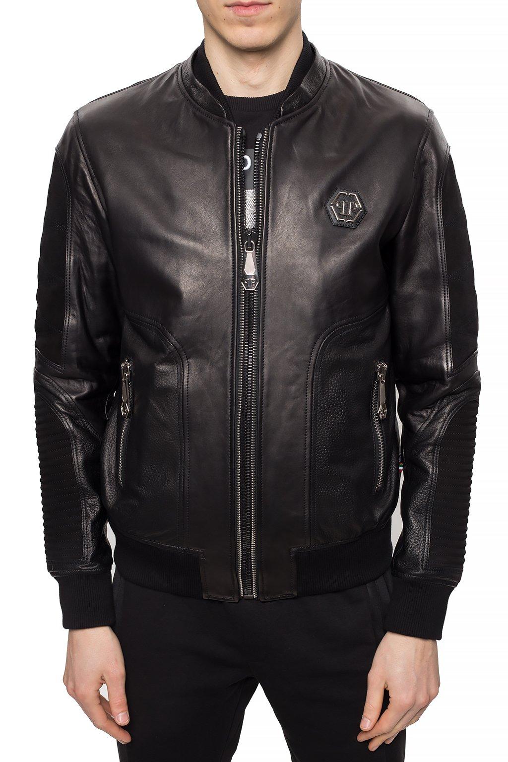 Philipp Plein Leather Jacket Black for Men - Lyst