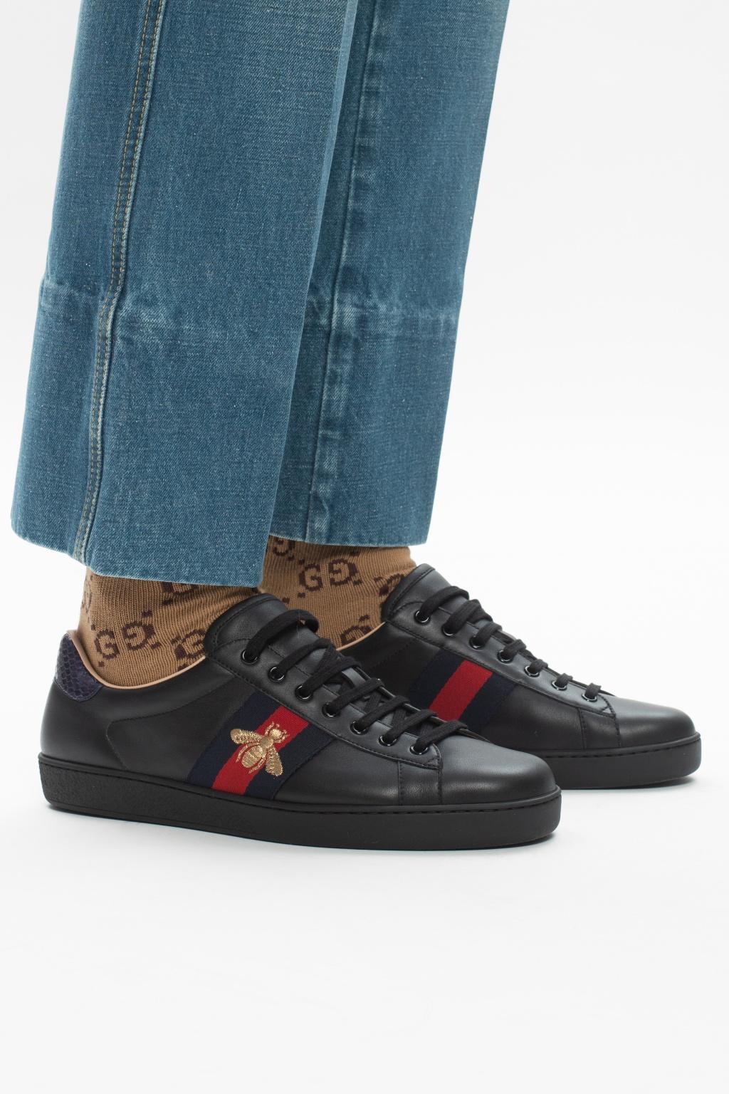 Gucci Bee-embroidered Sneakers in Blue for Men | Lyst