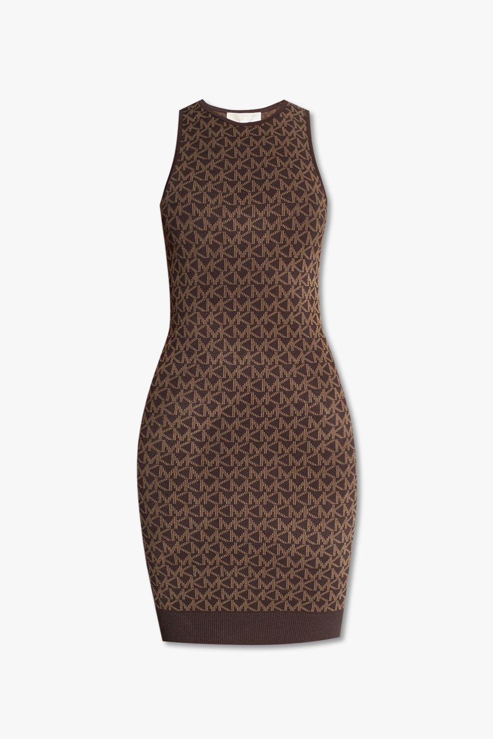 MICHAEL Michael Kors Logo Jacquard Tank Dress in Brown | Lyst