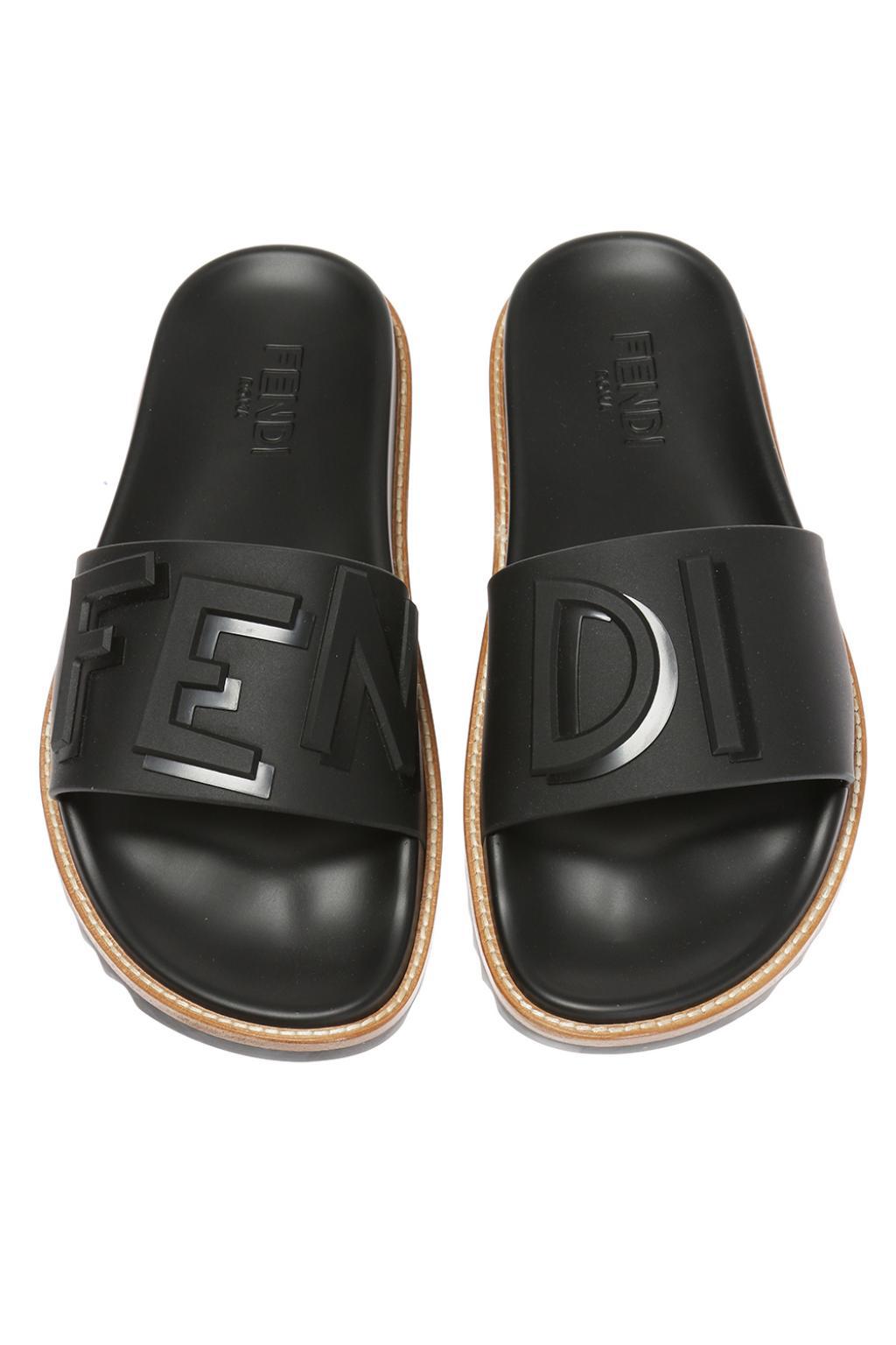 Fendi logo embossed slides sales