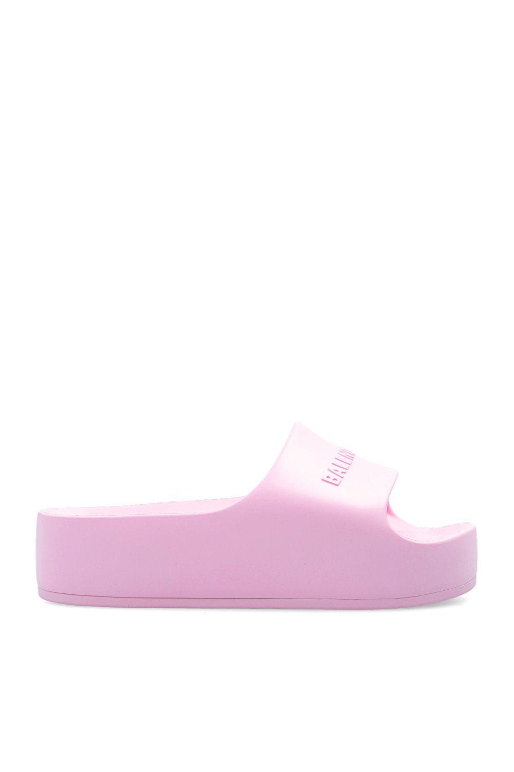 pink balenciaga platform slides