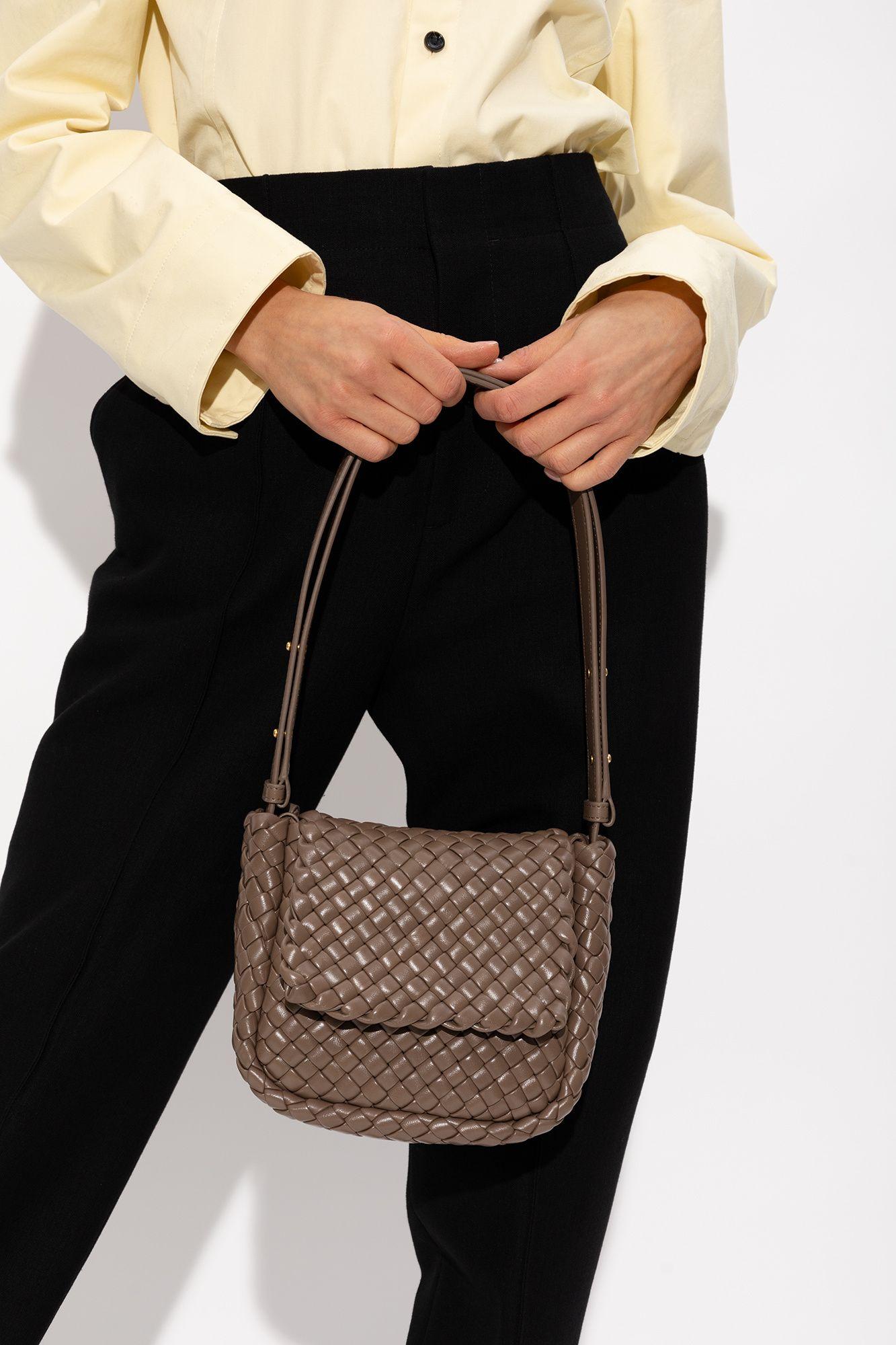 Cobble Mini Leather Shoulder Bag in Brown - Bottega Veneta