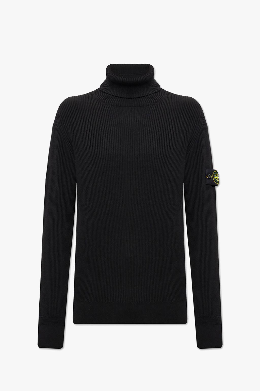Stone Island Ribbed Turtleneck Sweater With Logo in Black for Men | Lyst