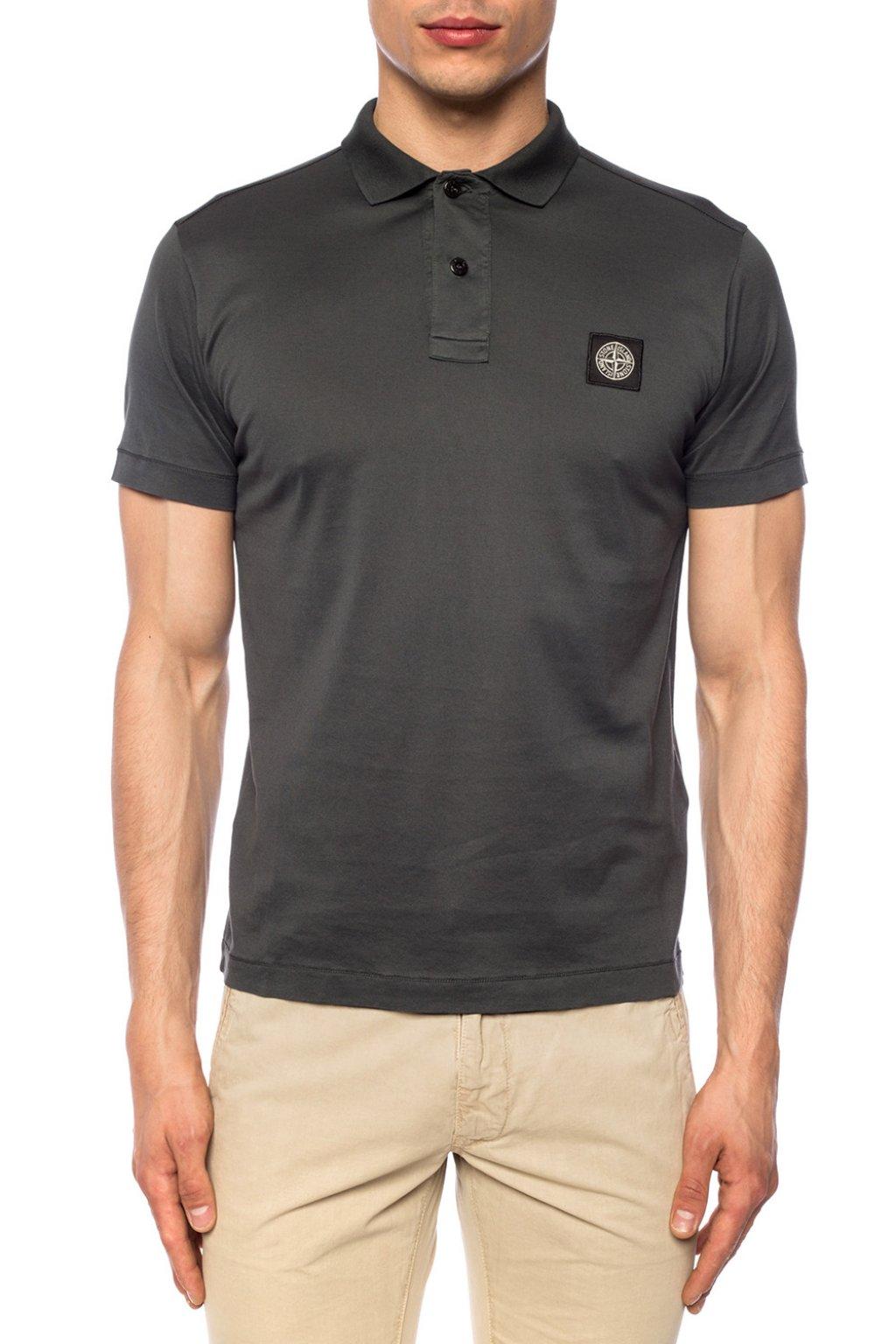 Stone Island Cotton Logopatched Polo Shirt in Grey (Gray) for Men Lyst