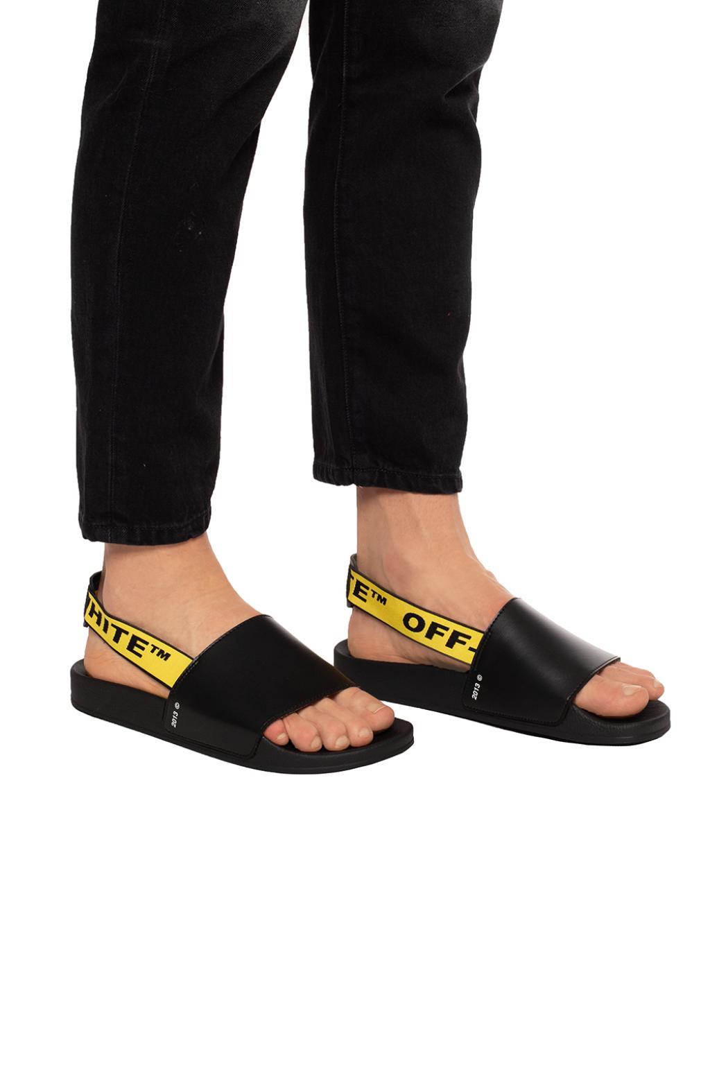 off white slides with strap
