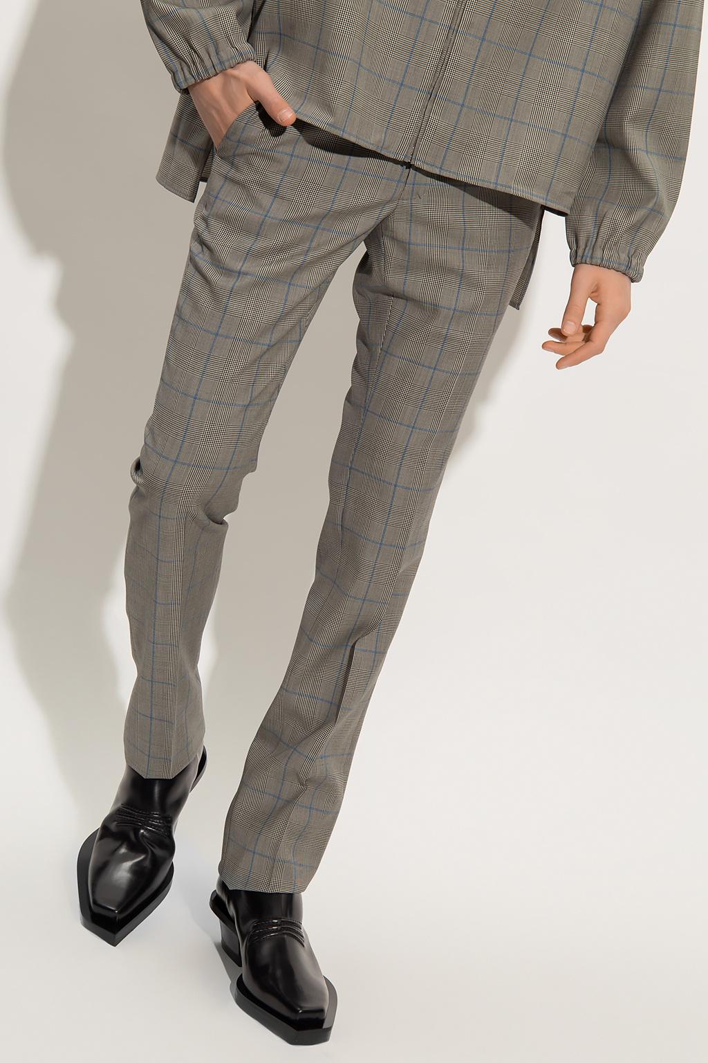 Givenchy Wool Checked Trousers in Grey 