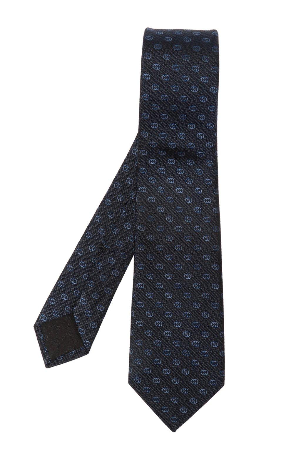 Gucci Silk Branded Jacquard Tie in Navy Blue (Blue) for Men - Lyst