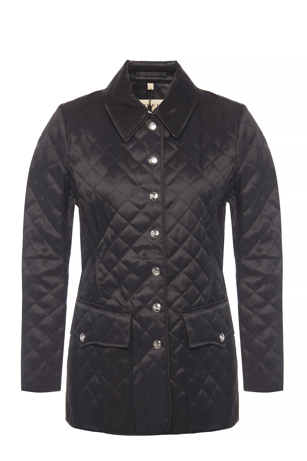 Burberry Synthetic Quilted Jacket With Decorative Snaps Lyst