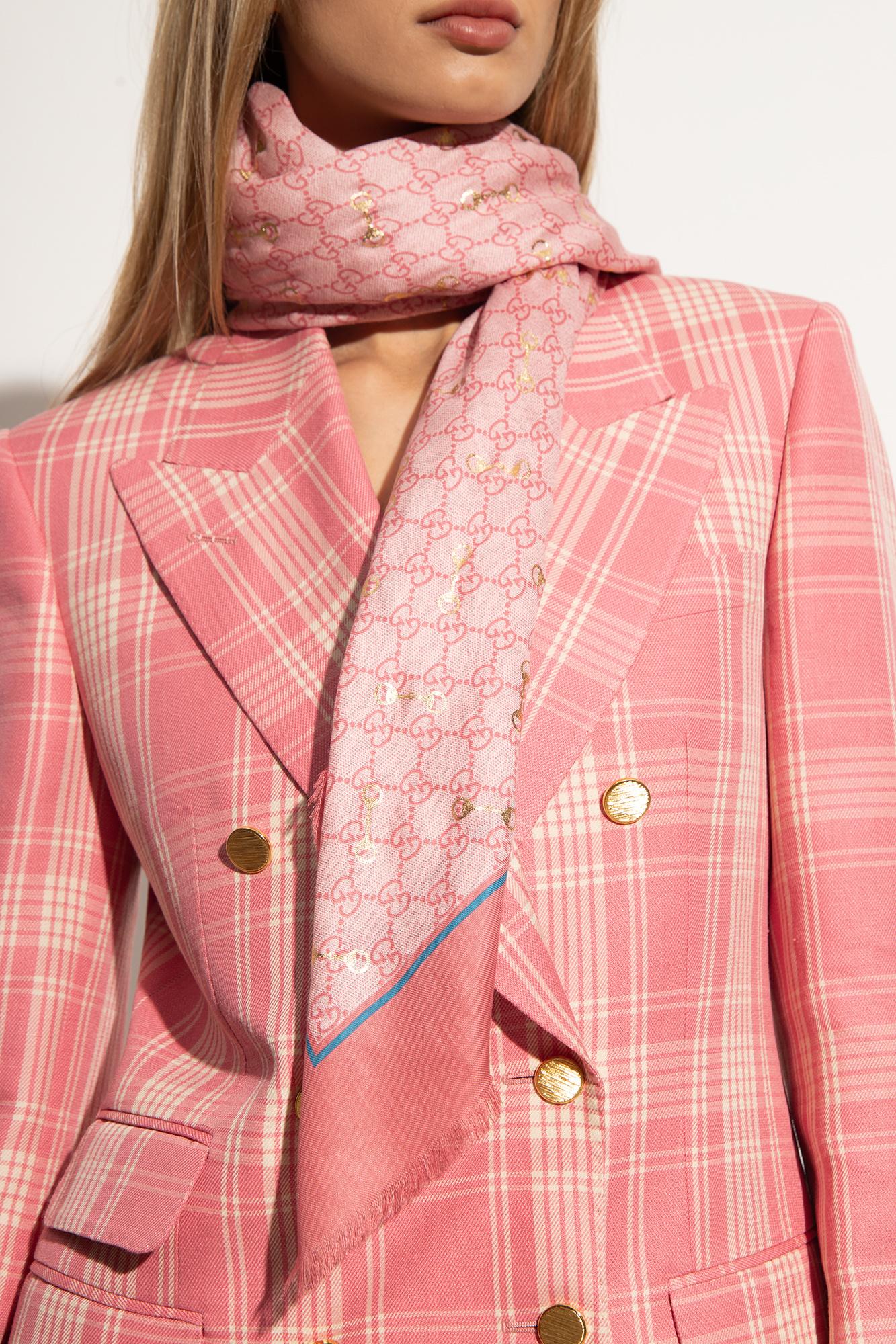 gucci pink gingham scarf