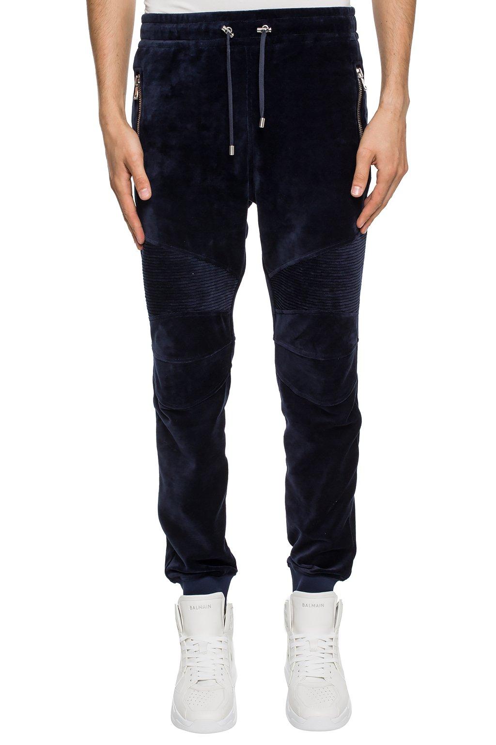 black and blue sweatpants
