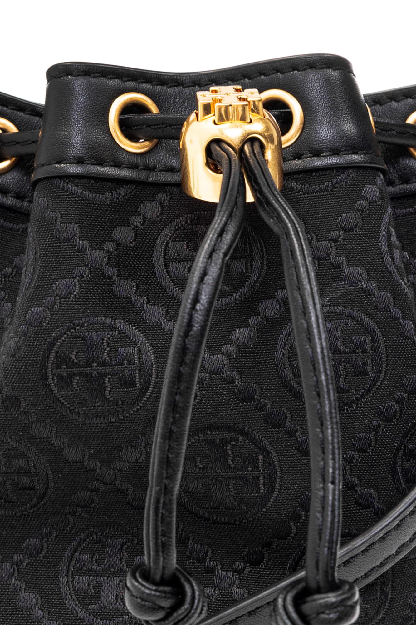 Tory Burch Mini T-Monogram Bucket Bag in Black