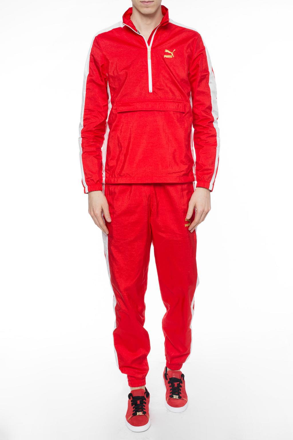 PUMA Synthetic Side-stripe Sweatpants in Red for Men - Lyst