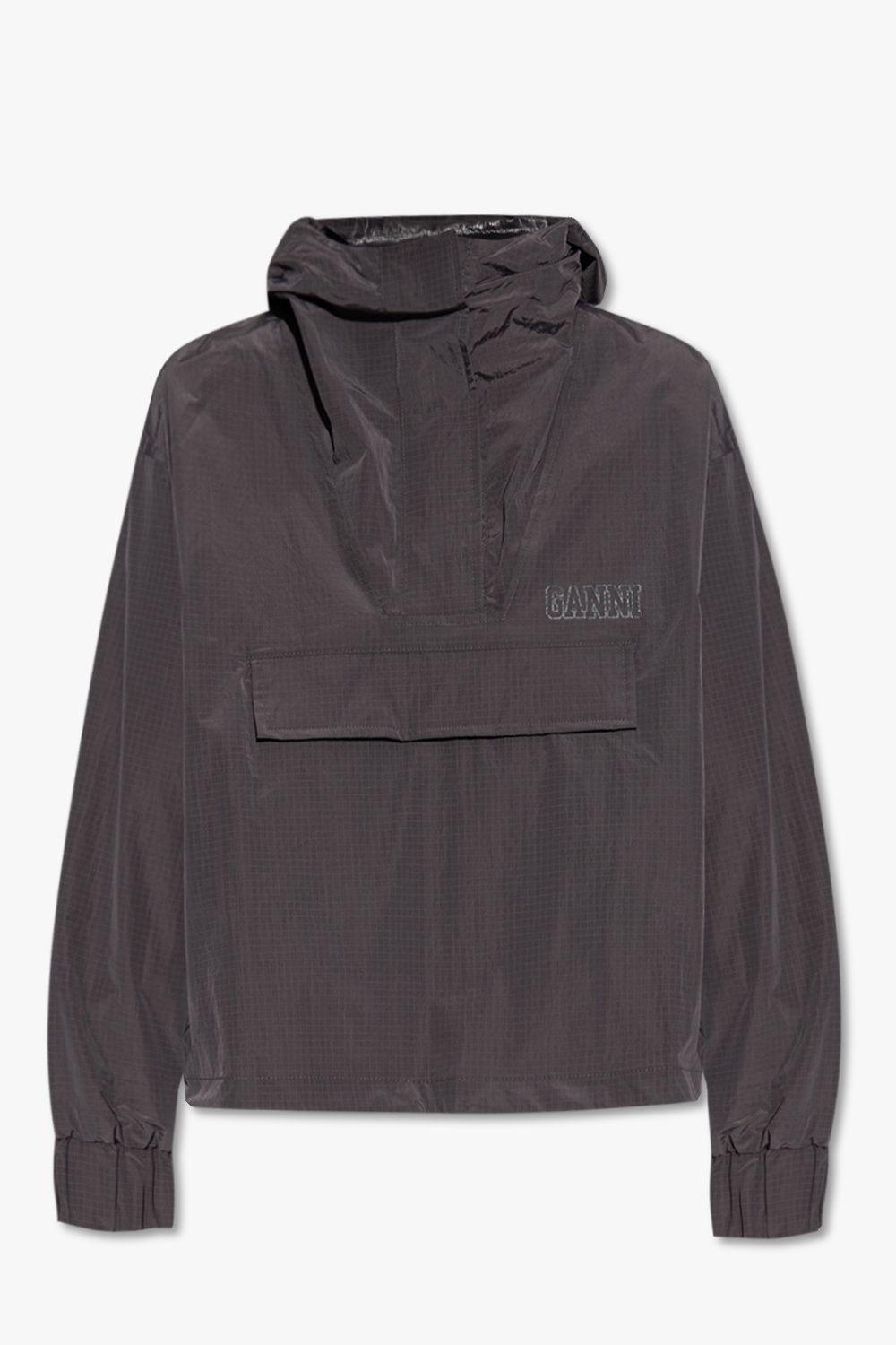 Ganni Hooded Rain Jacket in Gray | Lyst