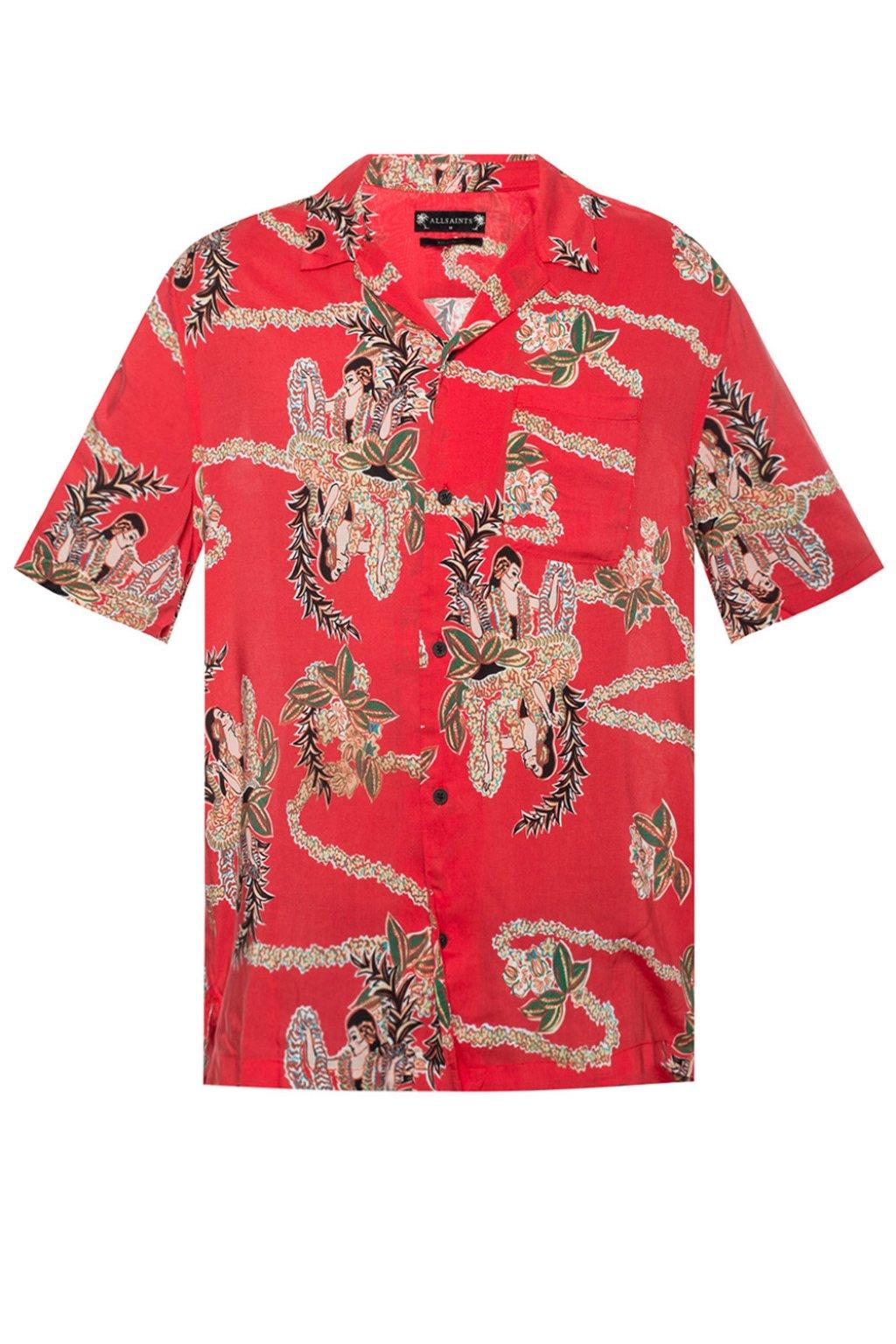 AllSaints Synthetic 'makalika' Graphic Shirt in Red for Men - Lyst