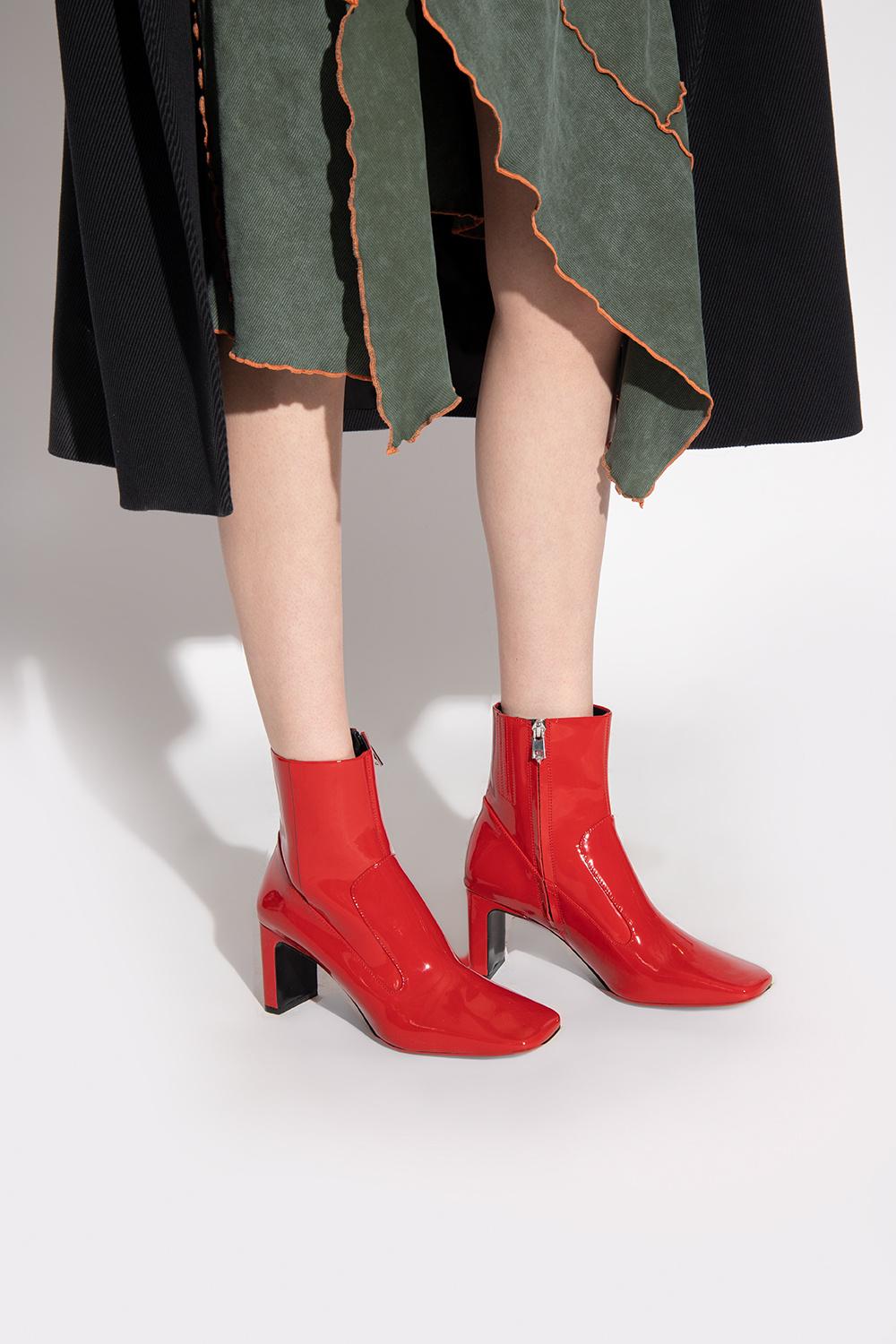 DIESEL Leather 'd-millenia' Heeled Ankle Boots in Red | Lyst