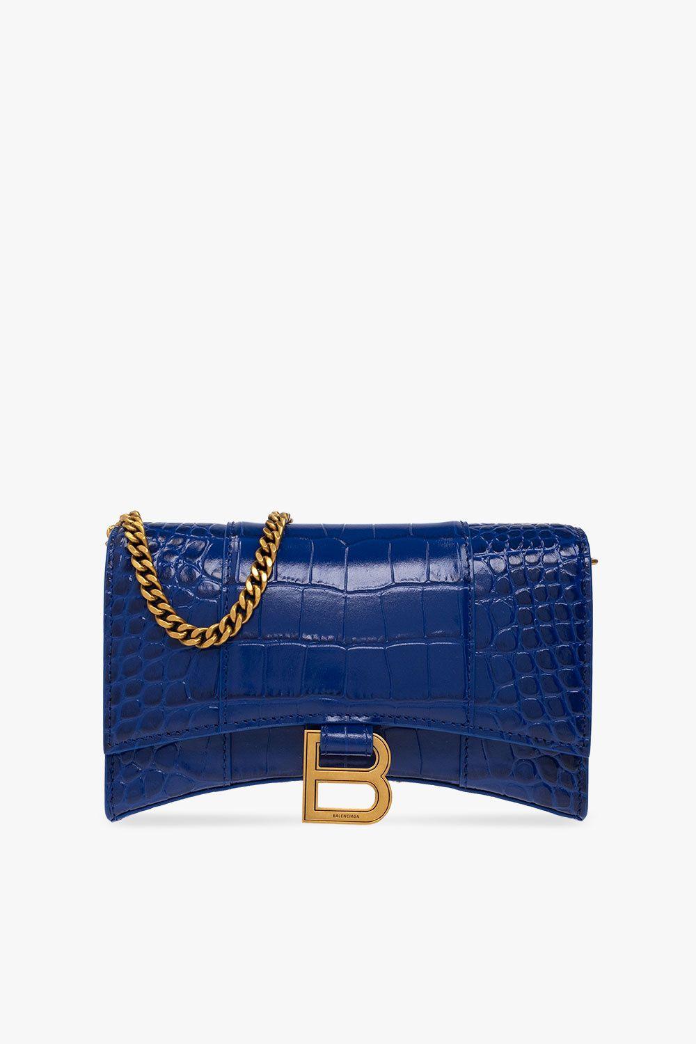 Balenciaga 'hourglass' Wallet On Chain in Blue | Lyst