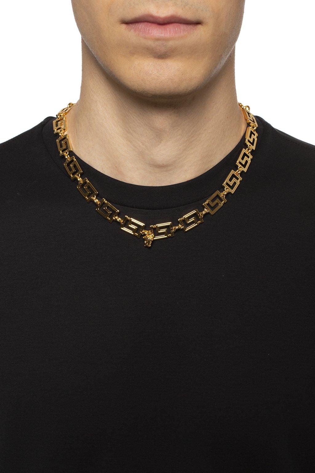 Versace Greek Key Pattern Necklace in Metallic for Men | Lyst