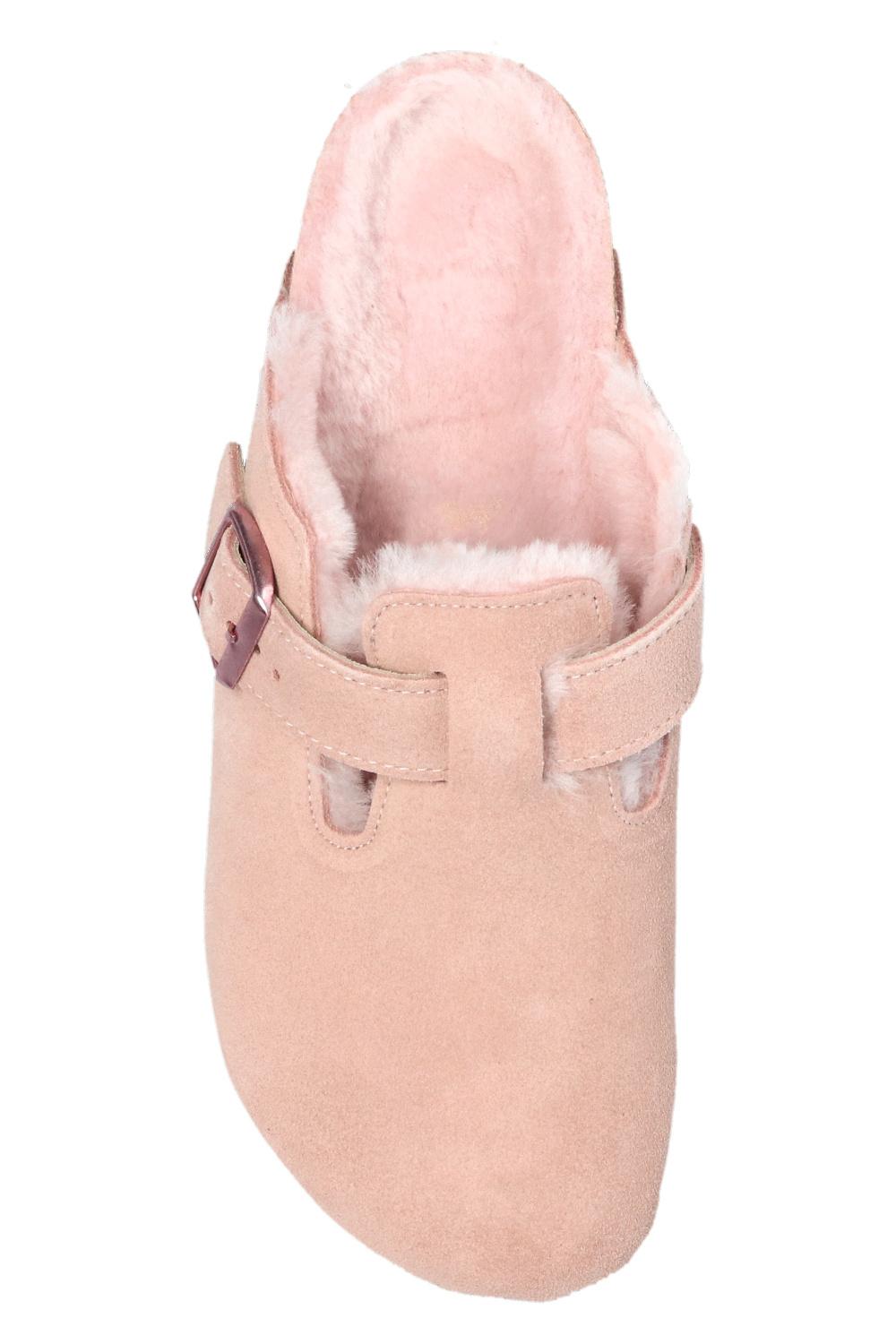 Birkenstock 'boston Vl Shearling' Suede Slides in Pink | Lyst