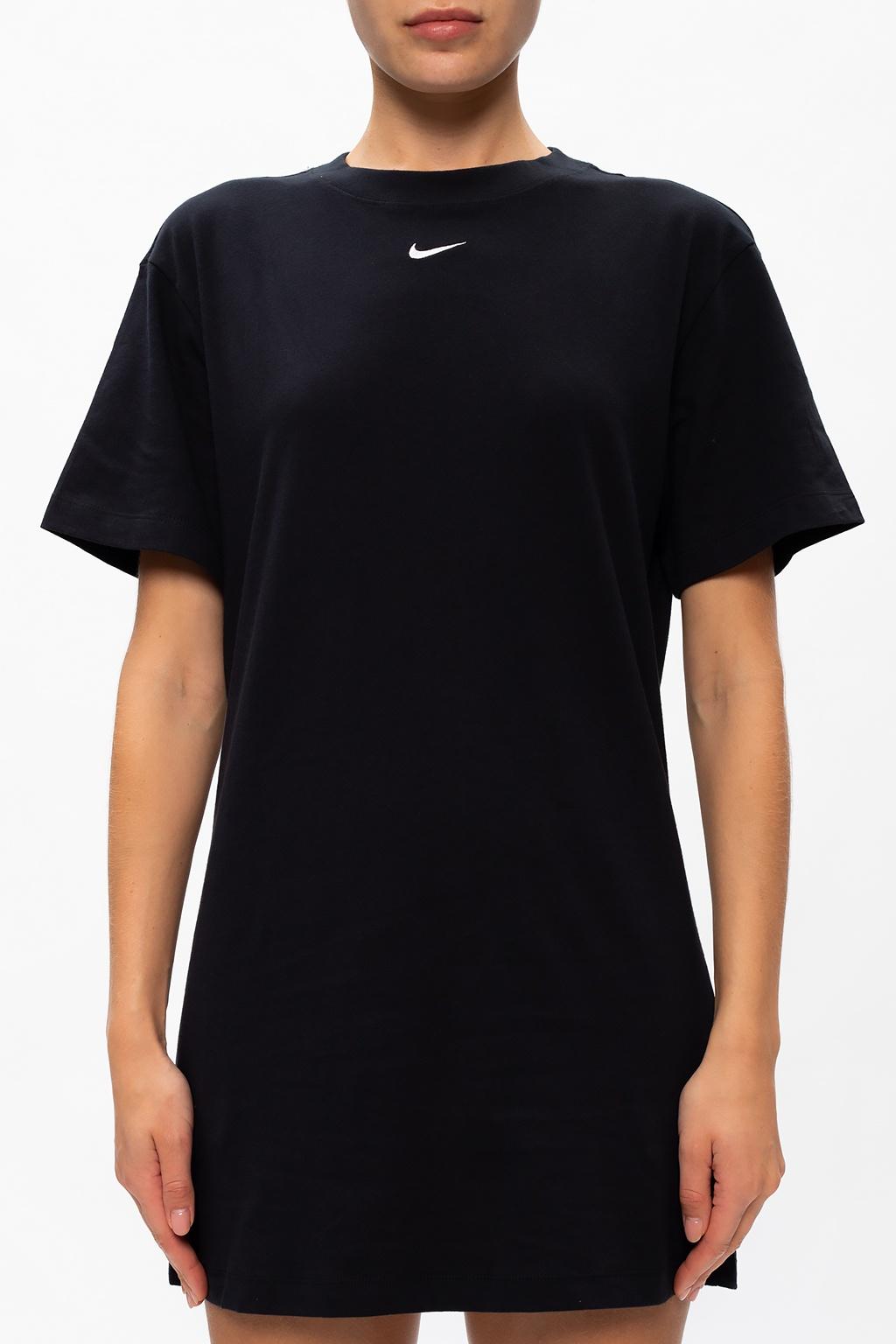 Nike Cotton Long T-shirt With Logo Black - Lyst