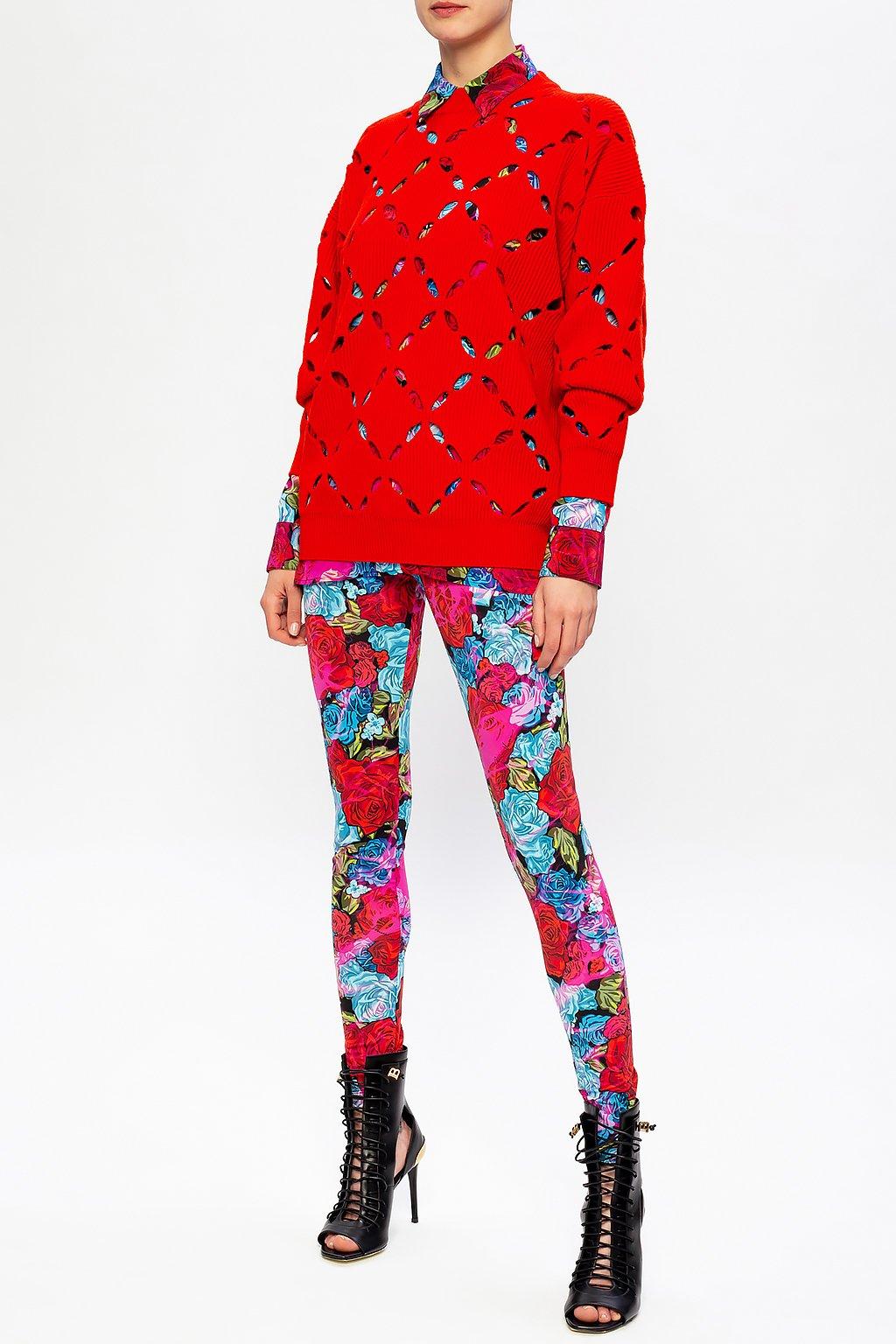 red versace leggings