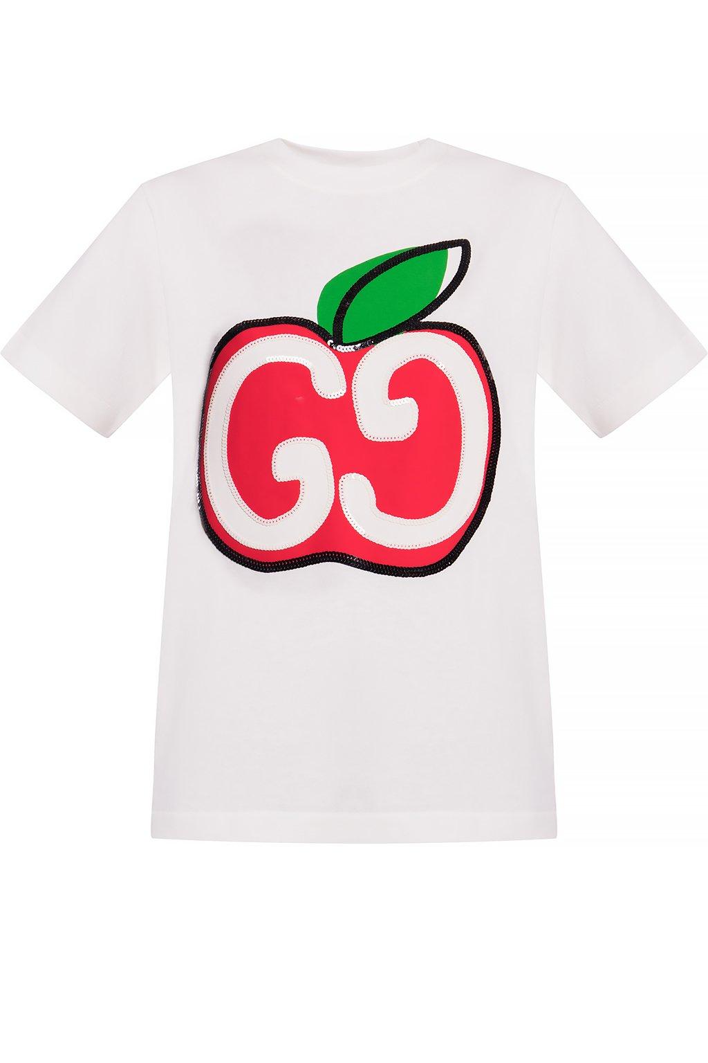 Gucci T-shirt With GG Apple Print in White | Lyst