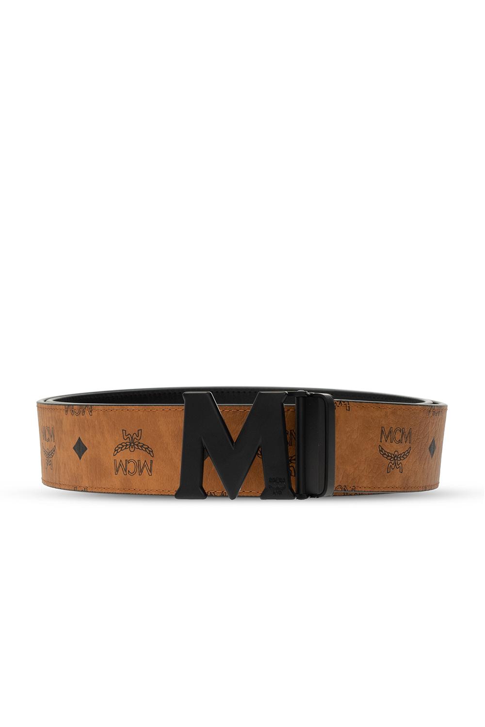 Black and gold mcm belt online
