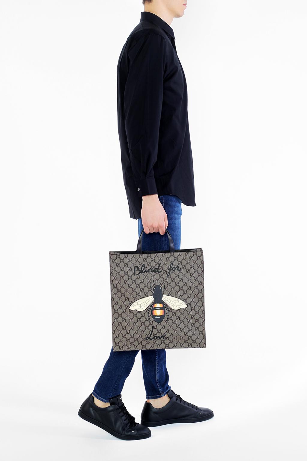 Gucci Canvas Printed Shoulder Bag in Brown for Men - Lyst
