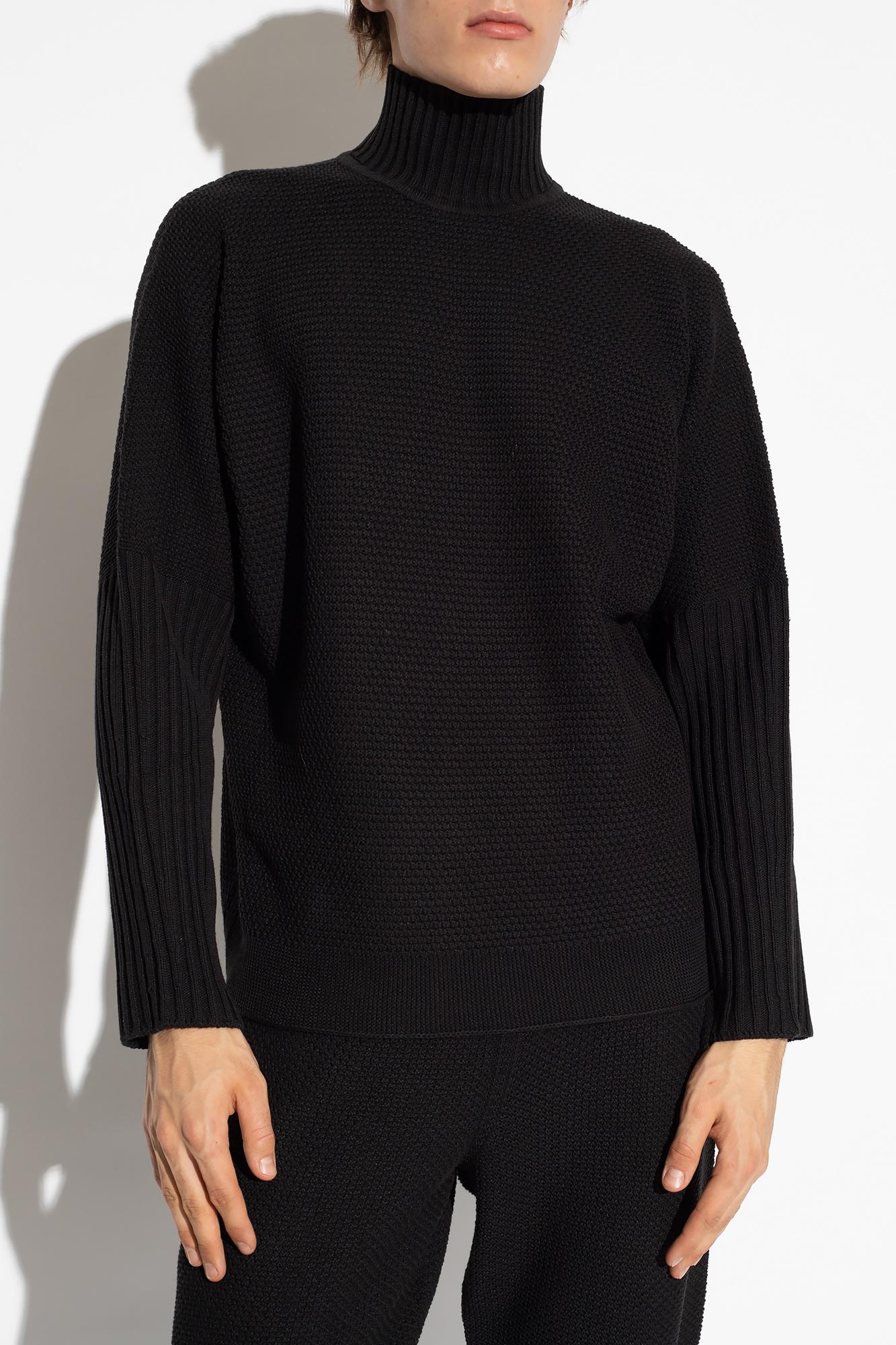 Homme Plissé Issey Miyake Oversized Turtleneck Sweater in Black for Men |  Lyst UK
