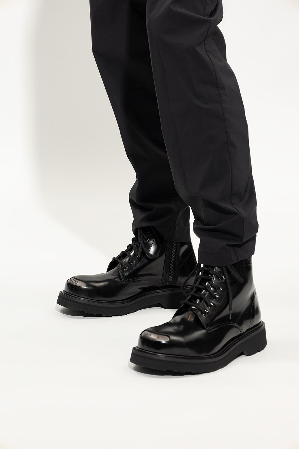 KENZO Leather Boots With Logo in Black 