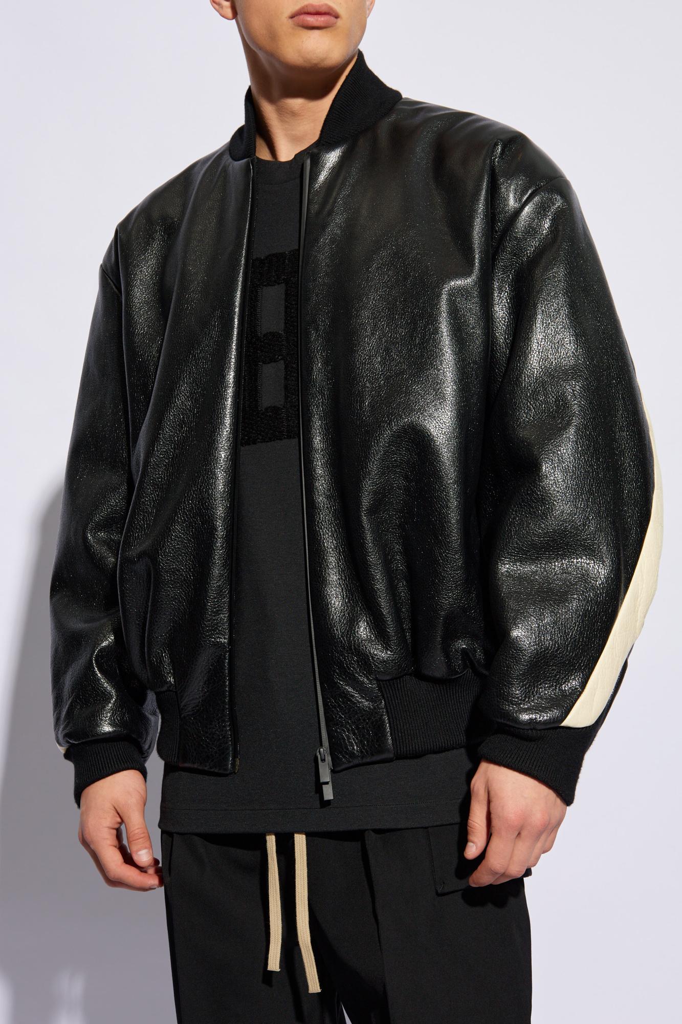 Fear of God Leather Bomber in Black