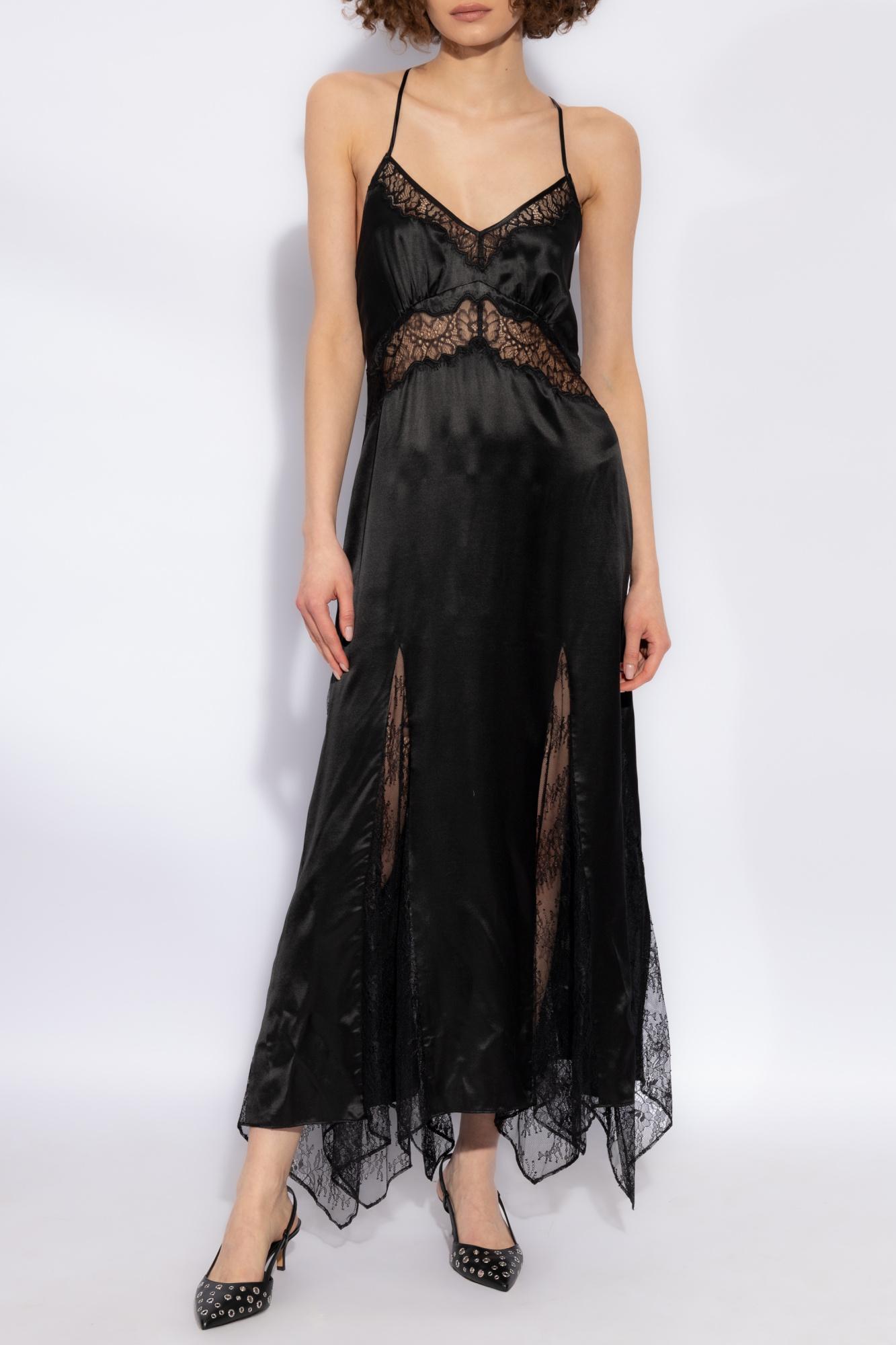 all saints black satin dress Parachute Silk Dress Black