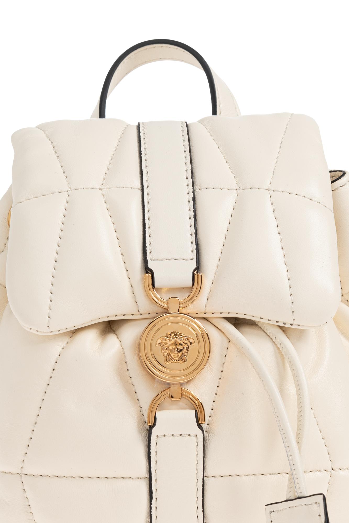 Versace vintage crème color mini backpack Louis Vuitton Creme Calfskin Mechanical Flower Lockme Mini  main image 2