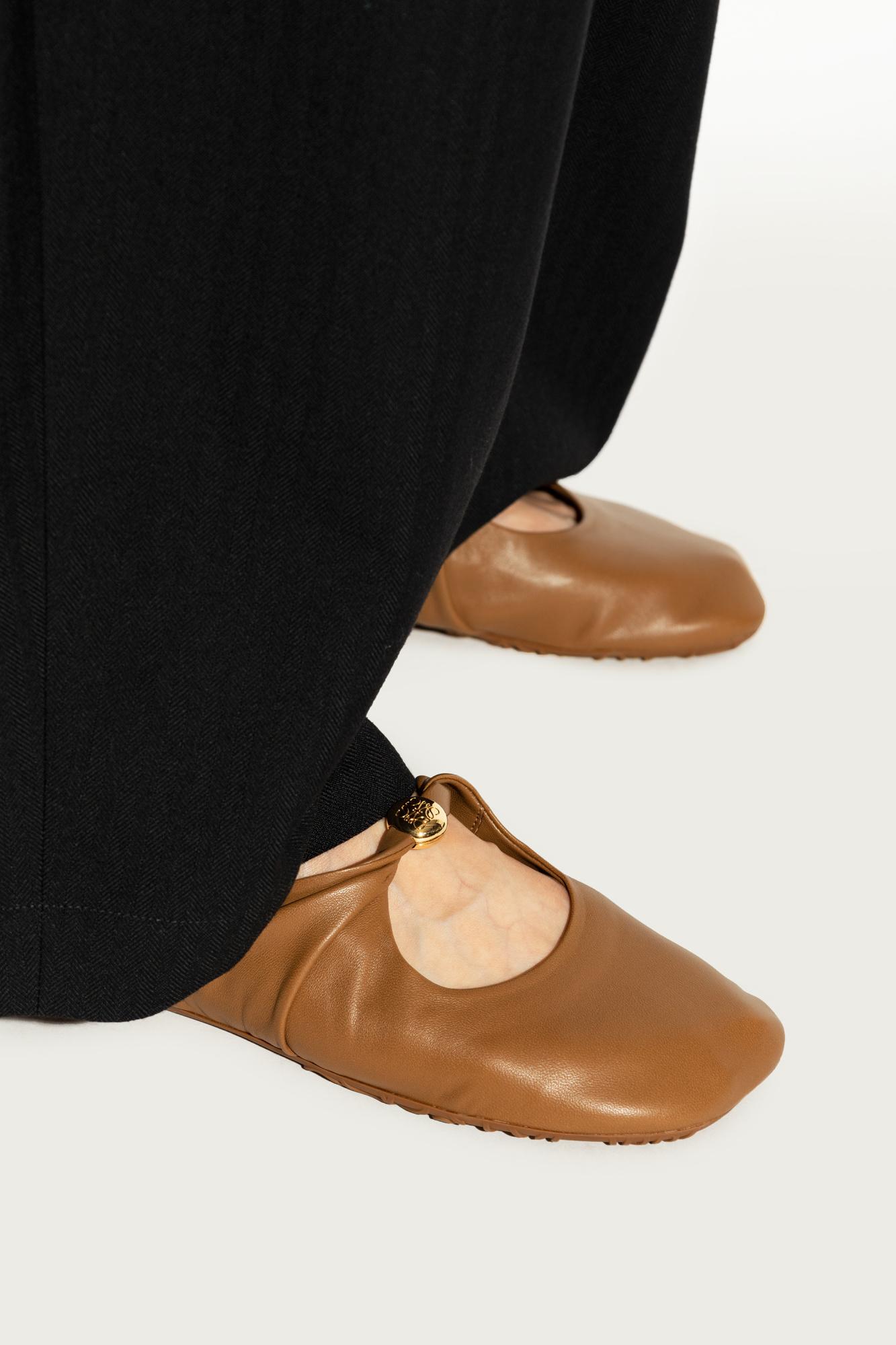 フラットシューズ LOEWE Black nappa leather Pebble ballerinas Loewe Black Nappa Leather Pebble Ballerinas | italist