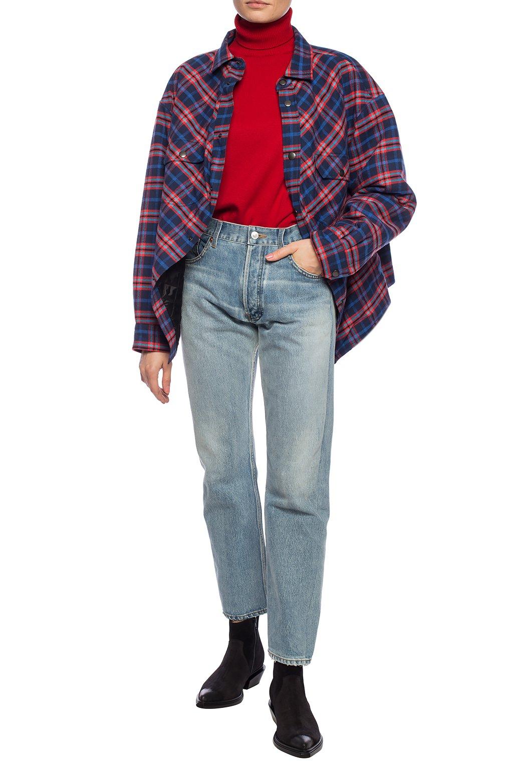 Balenciaga Swing Canadian-checked Cotton-flannel Shirt in Blue