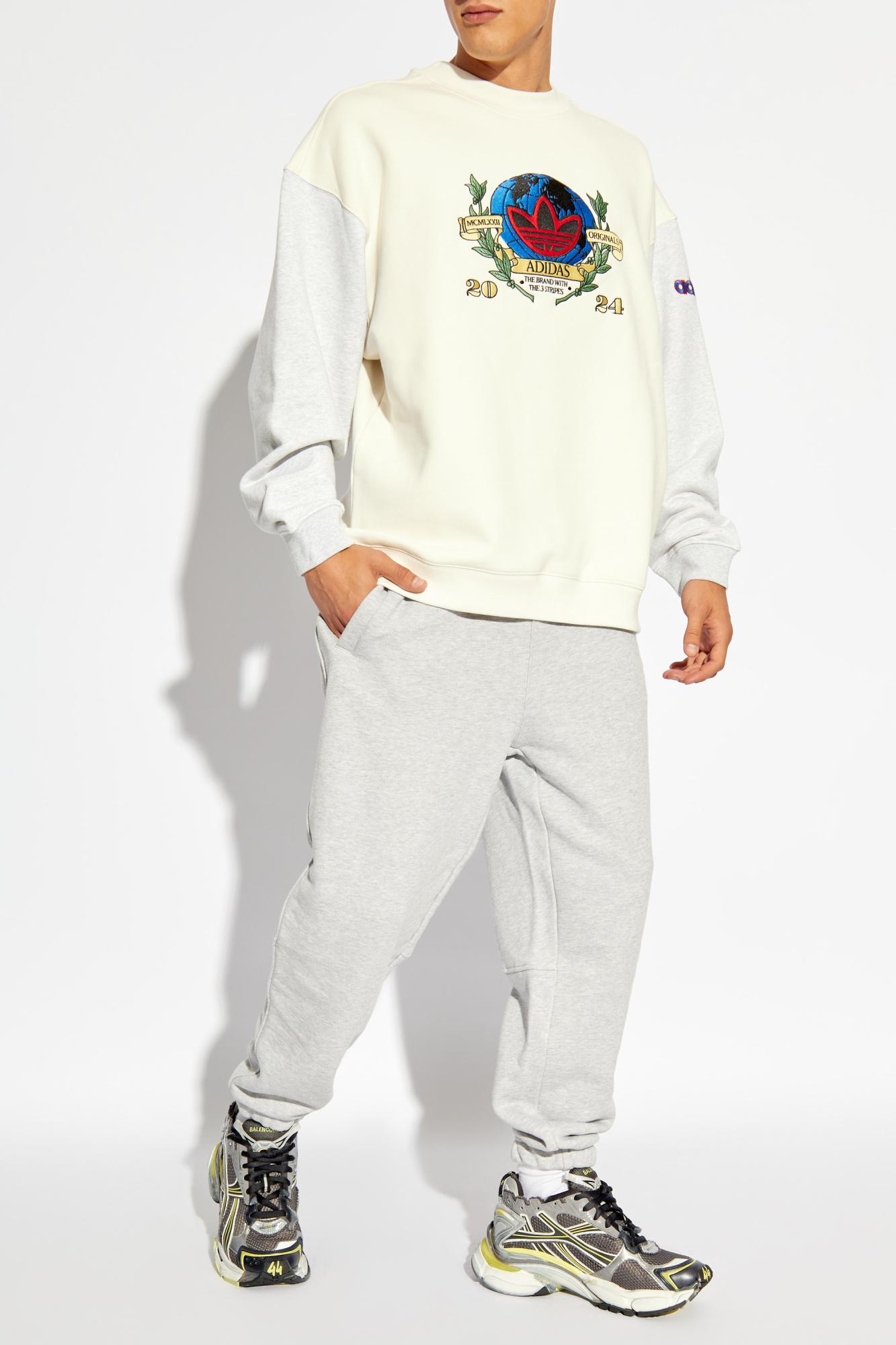 adidas Originals Sweatshirt With Embroidered Logo in White for Men Lyst Canada