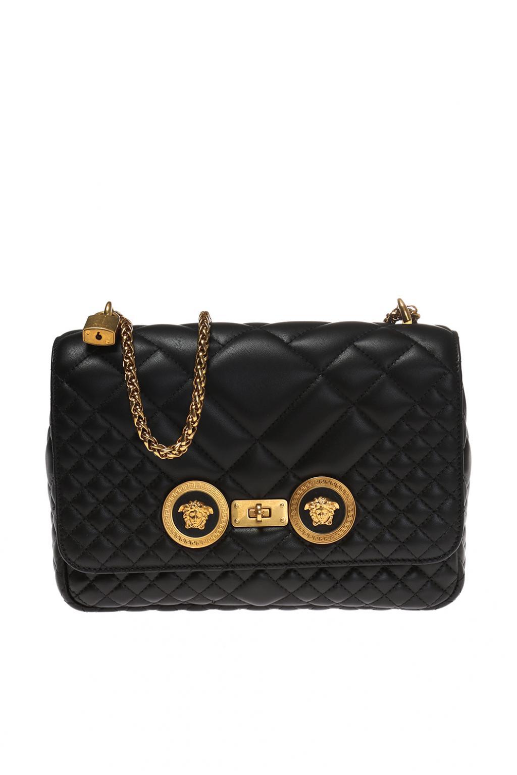 Versace Leather 'icon' Medusa Head Quilted Shoulder Bag in Red Black
