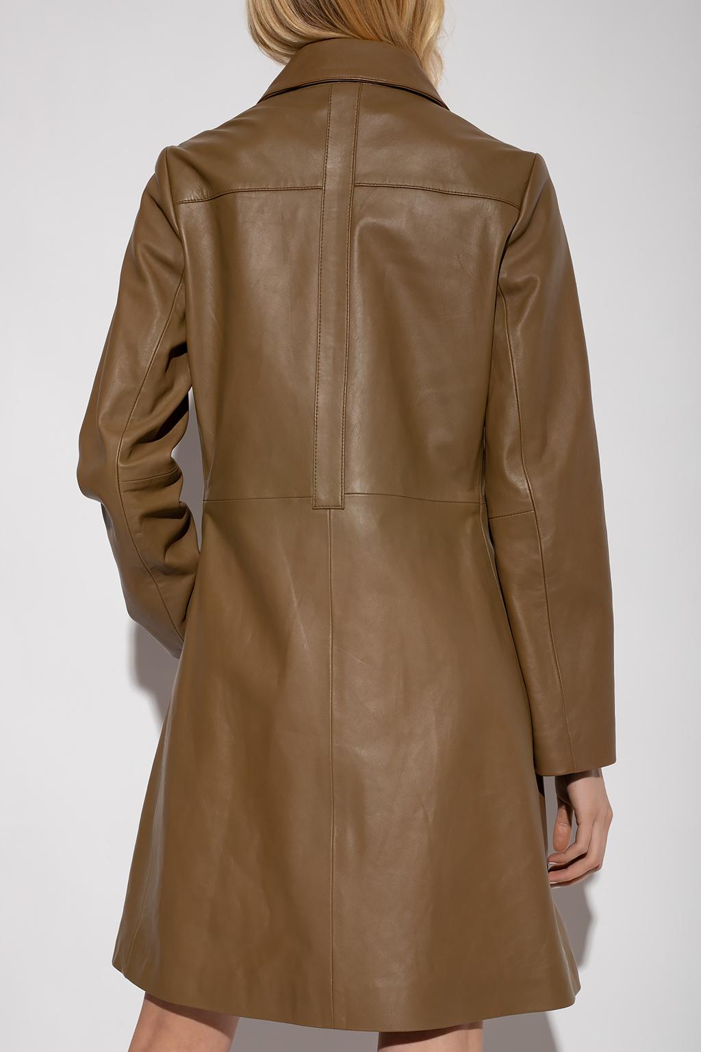 See By Chloé Leather Coat in Green | Lyst