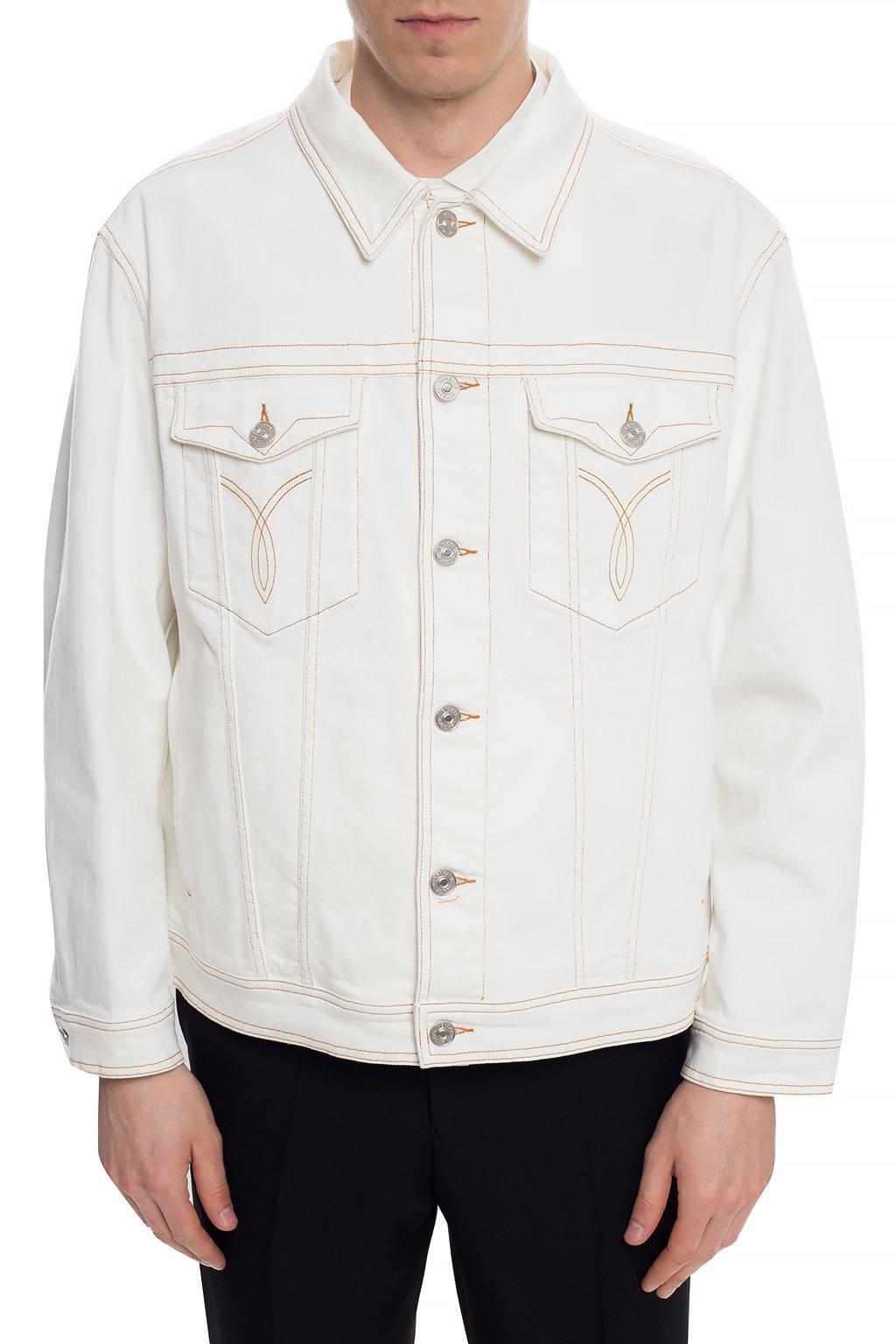 Versace Printed Denim Jacket in White for Men Lyst