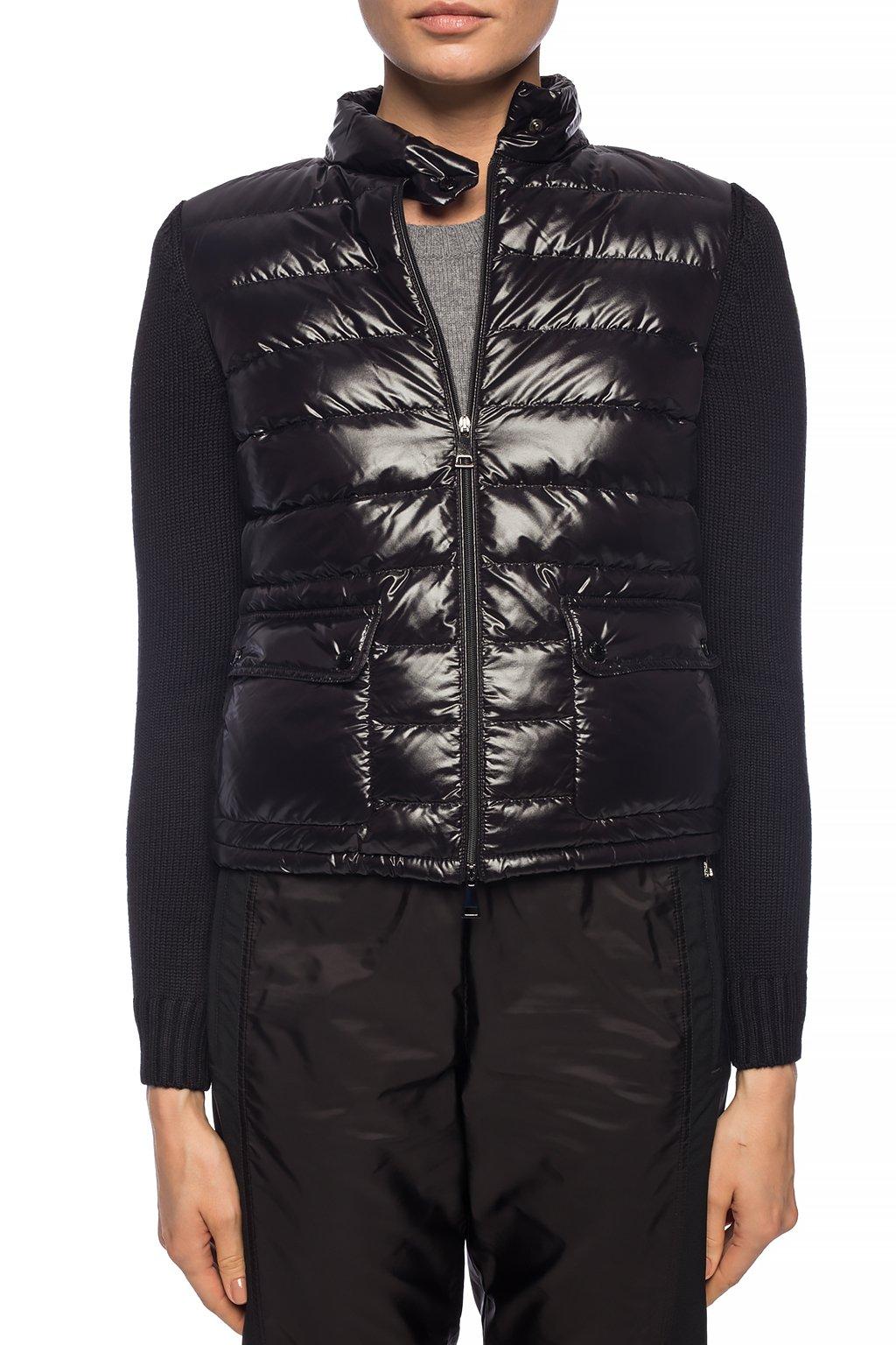 Moncler Wool Sweater With Quilted Insert in Black - Lyst