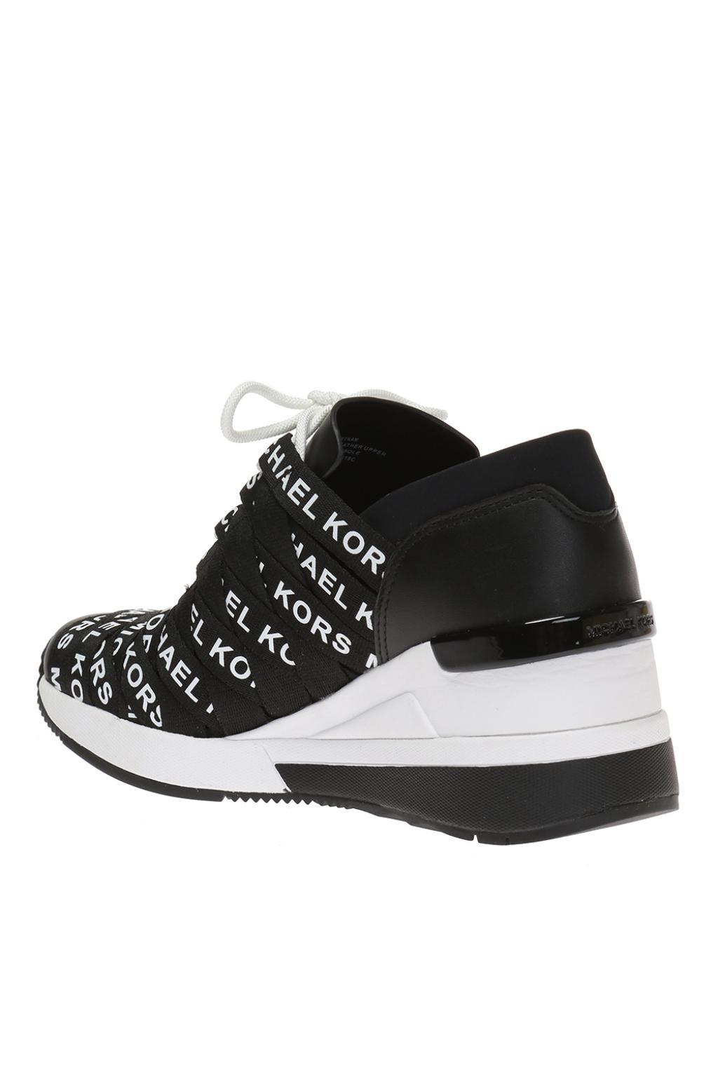 Michael Kors Leather 'cydney' Wedge Sneakers in Black - Lyst
