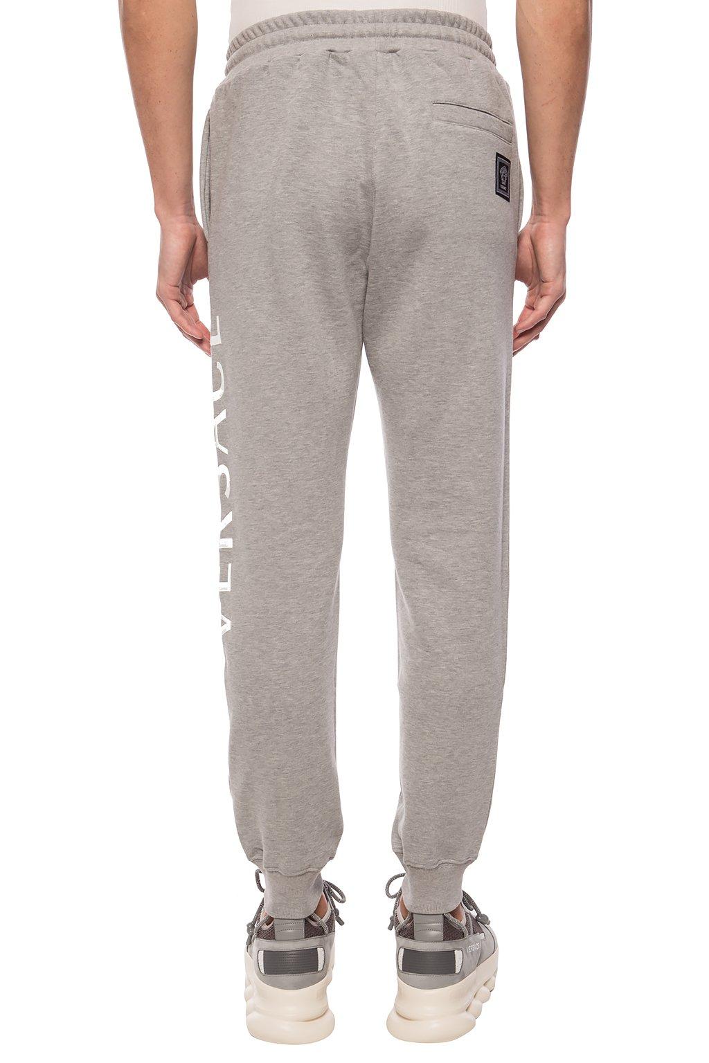 Versace Cotton Logo-embroidered Sweatpants in Grey (Gray) for Men - Lyst