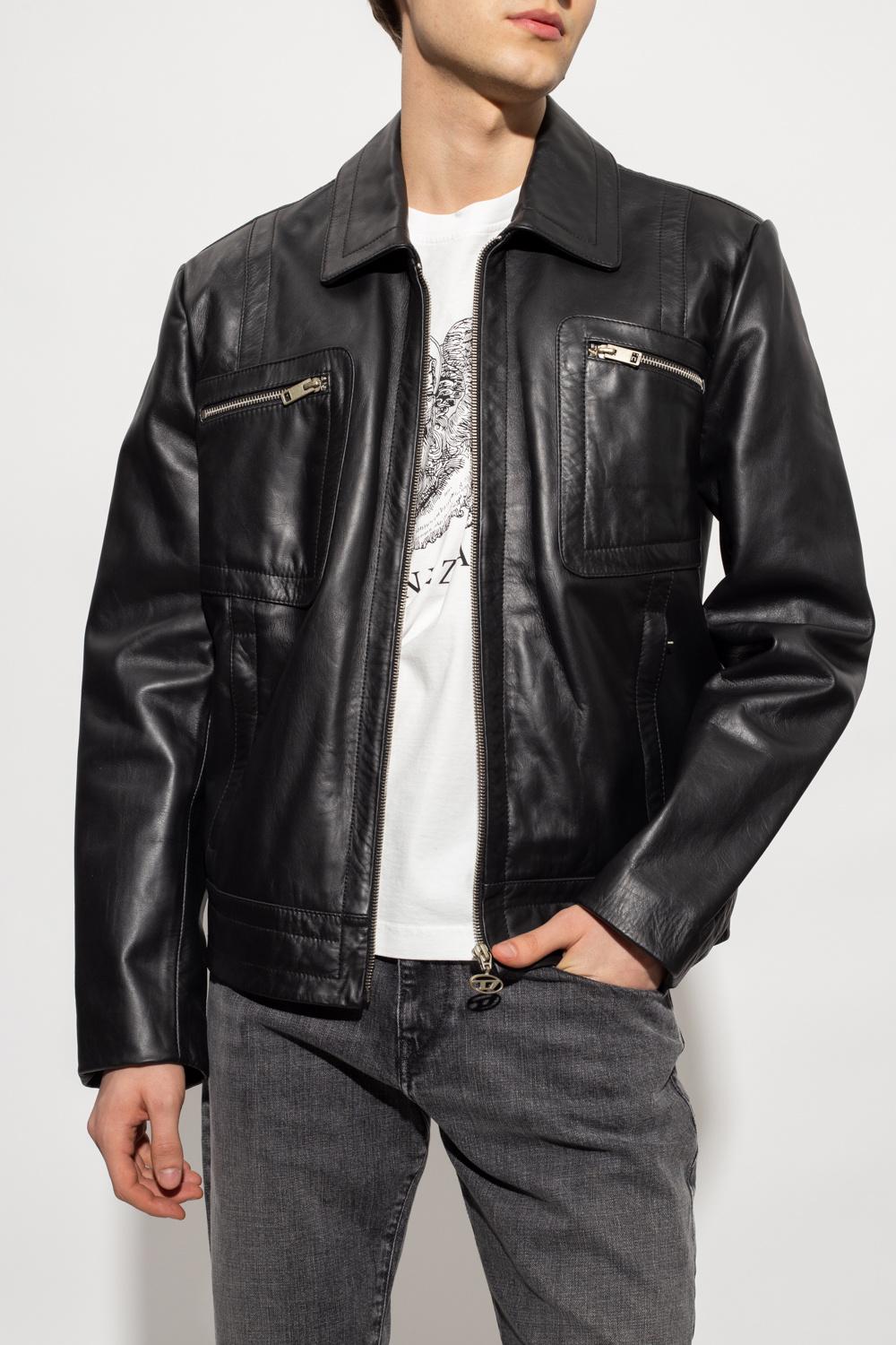 ジャケット・アウター diesel 24aw L-Albert leather jacket Diesel L-Albert Jacket | Black | FARFETCH CA