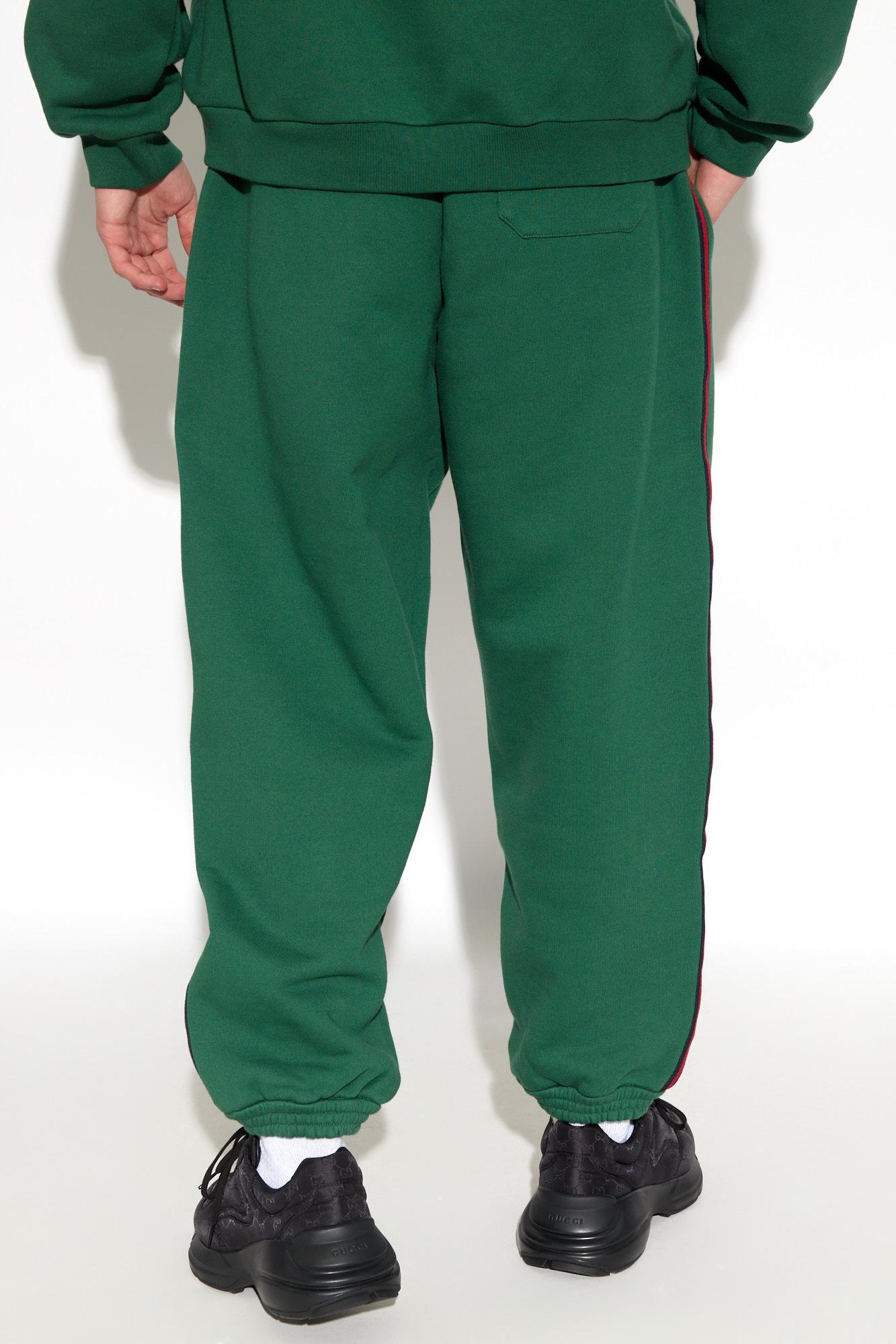 Gucci Sweatpants With web Stripe in Green for Men Lyst UK
