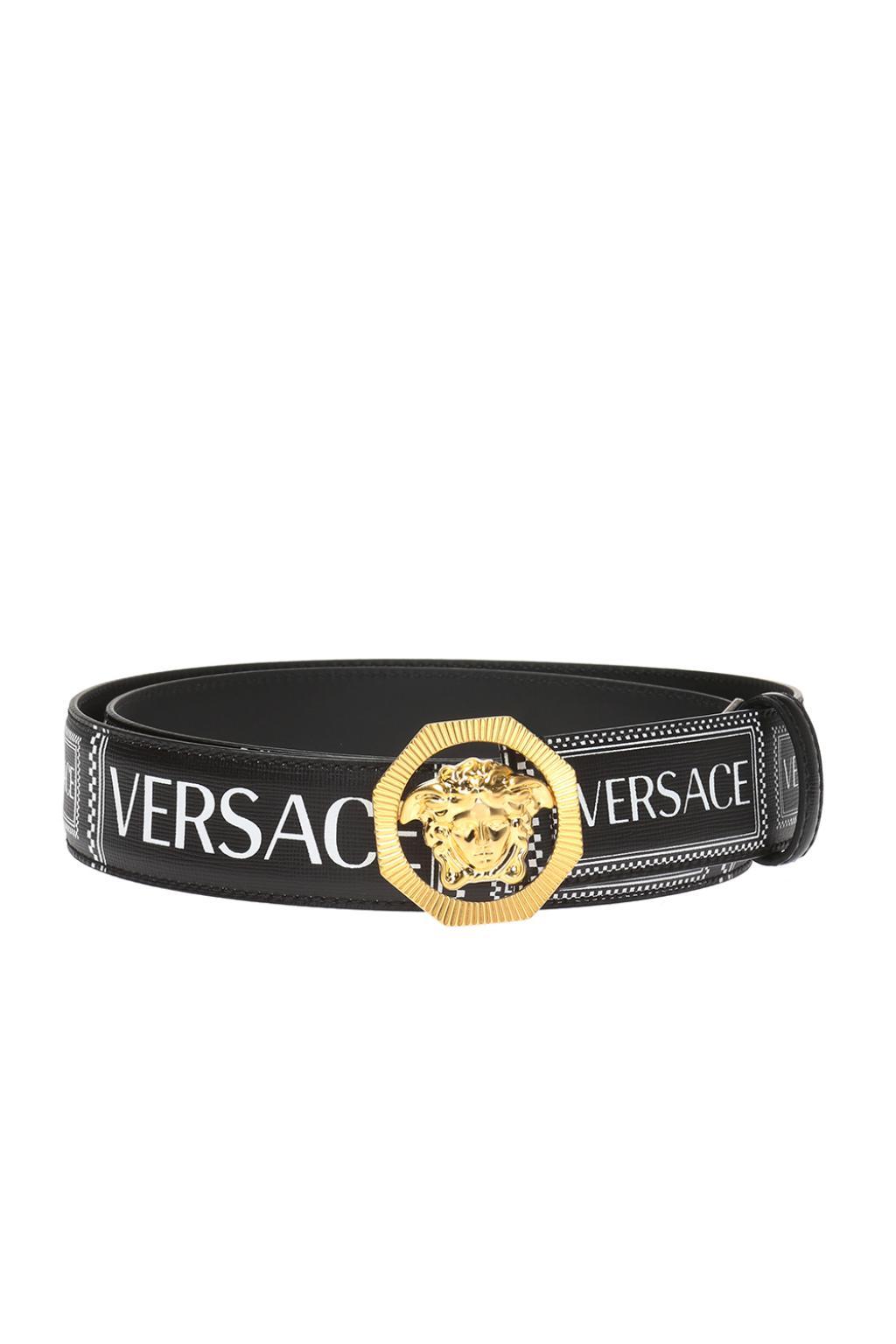 Versace Leather Medusa-buckle Belt in Black for Men - Lyst