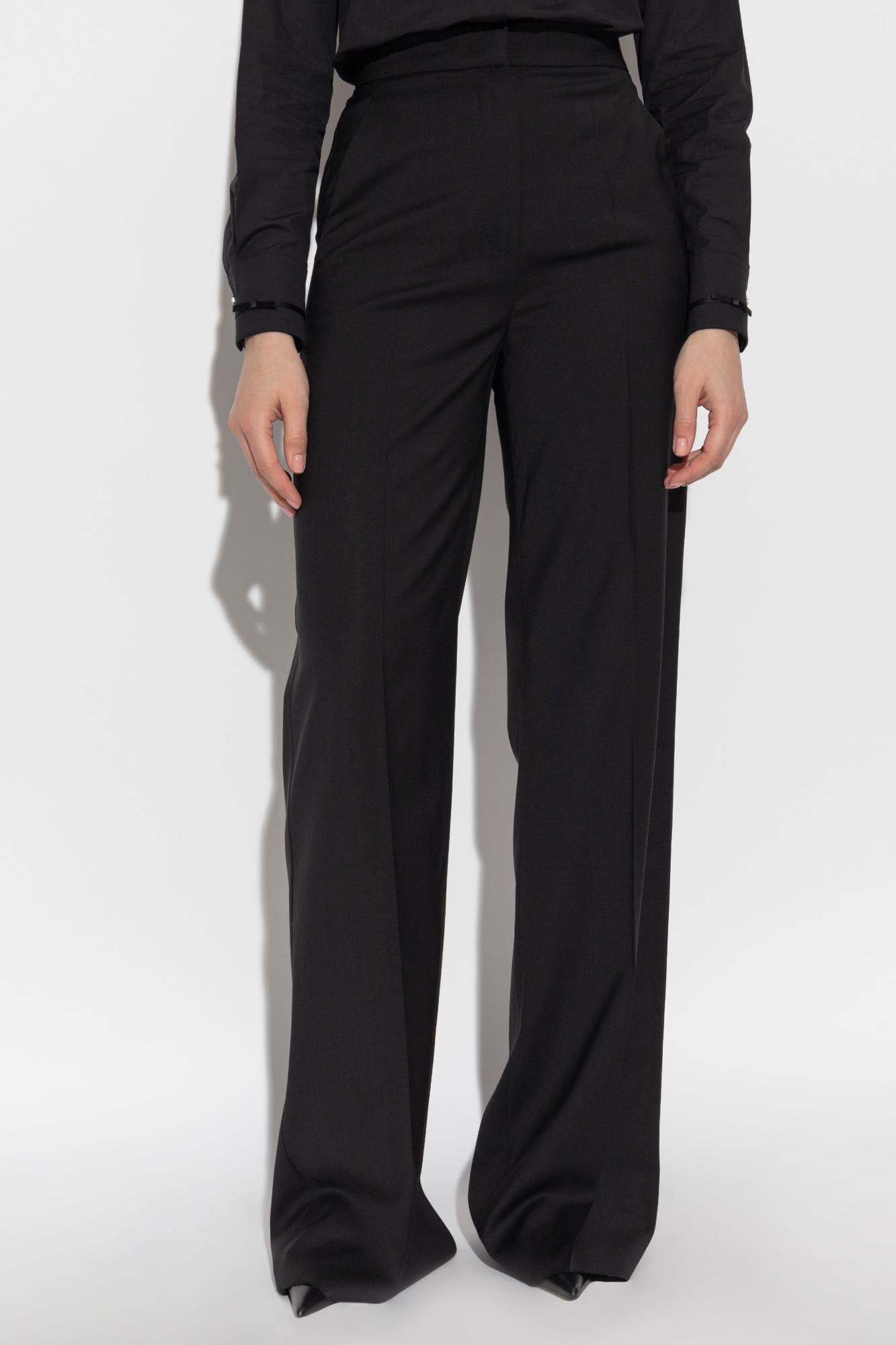 パンツ MAX MARA FERNET TROUSERS Straight-fit light wool trousers, dark green | 