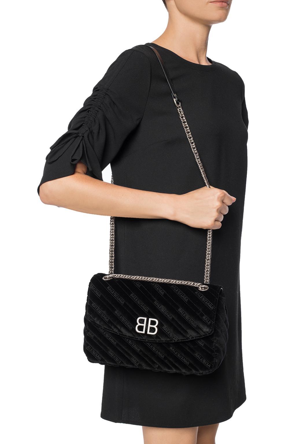Balenciaga BB Lock Small Black Leather Logo Quilted Handbag Bag – AvaMaria