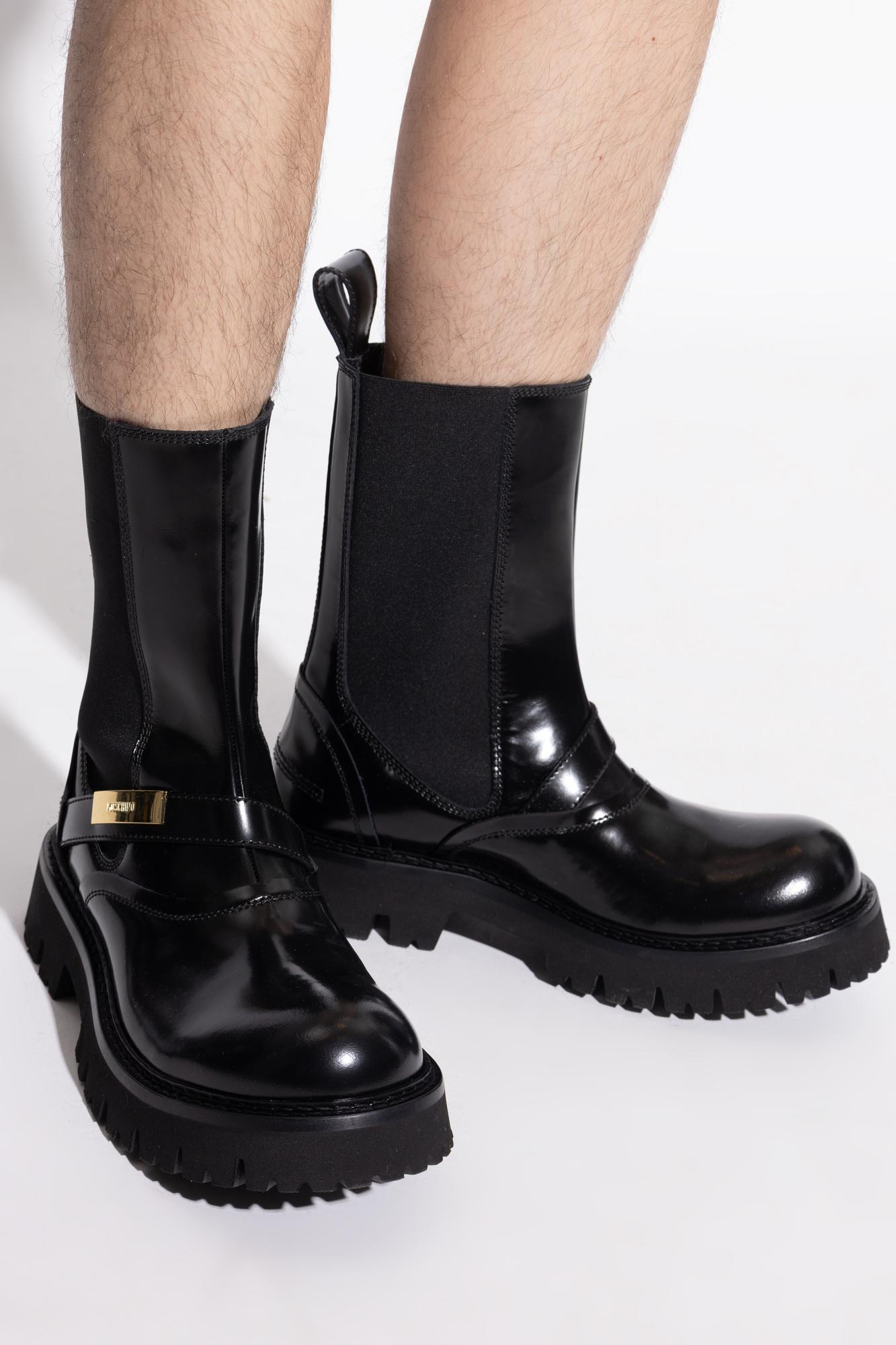 ブーツその他 Moschino Glossy Leather Lace-Up Boot With Sole Moschino | Shoes | Moschino Glossy Leather Laceup Boot With