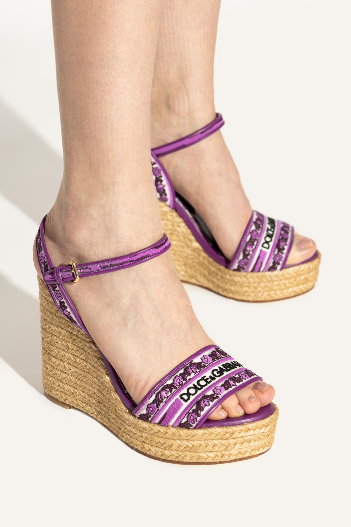 【関税＆送料込み】Dolce & Gabbana Violet Wedges With Logo Dolce e gabbana Violet wedges with logo embroidery on the